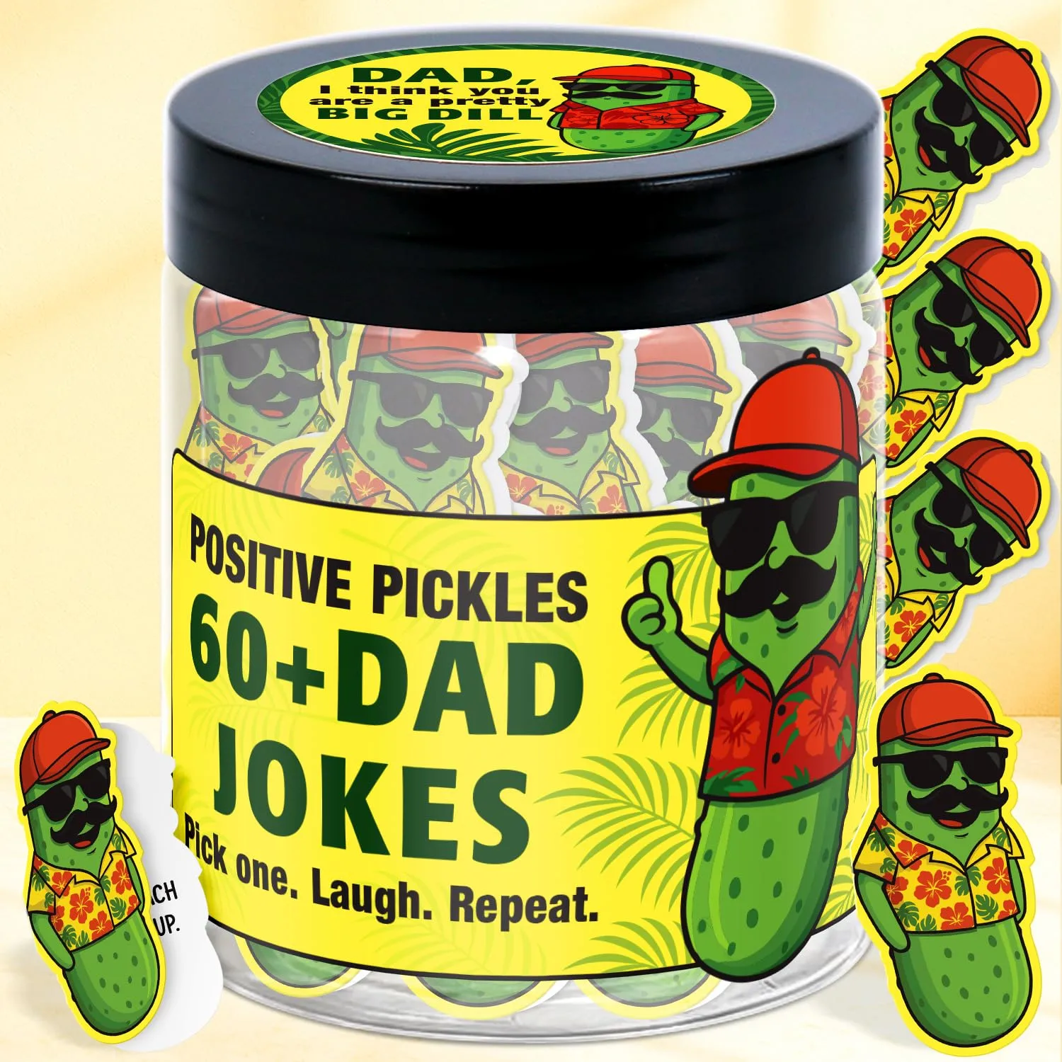 Dad Jokes Affirmation Cards Jar - Funny Dad Gifts - Fathers Day, Christmas, Birthday Gift For Dad From Daughter, Son, Wife - Gift For New Dad, Bonus Dad, Step Dad, Husband