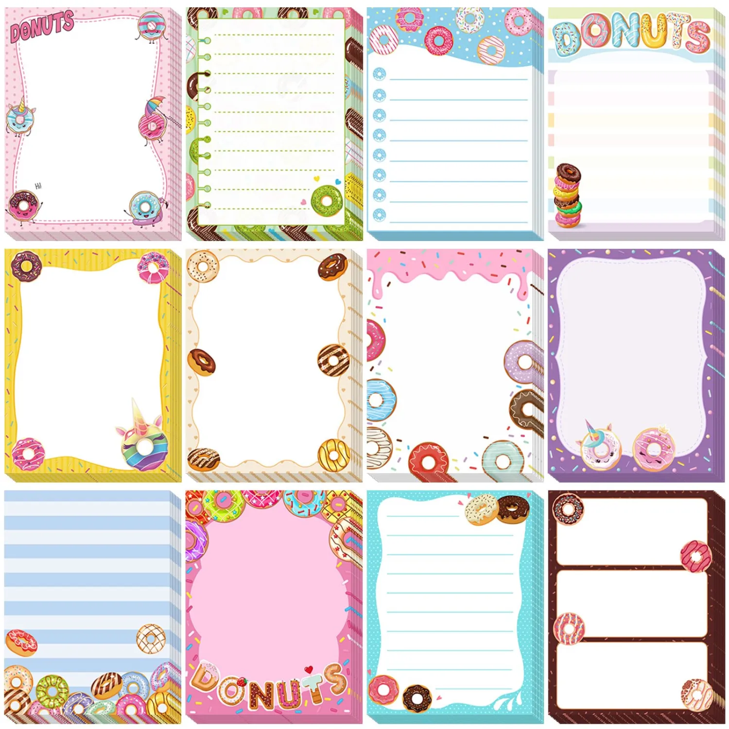 Chiisong 12 Pcs Cute Sticky Notes Gifts Donuts Sticky Notes Party Favors
