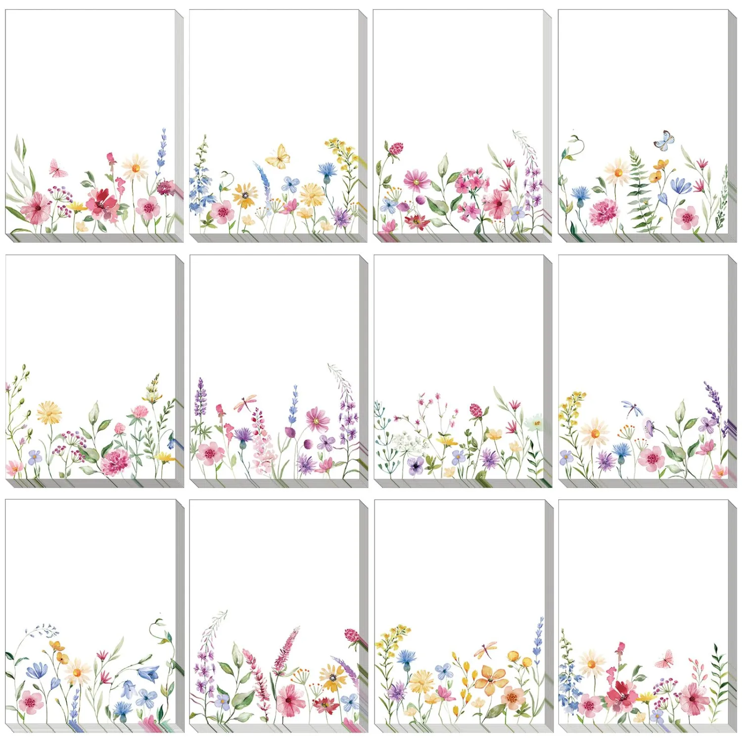 Chiisong 12 Pads Wildflower Sticky Notes Flower Sticky Notes