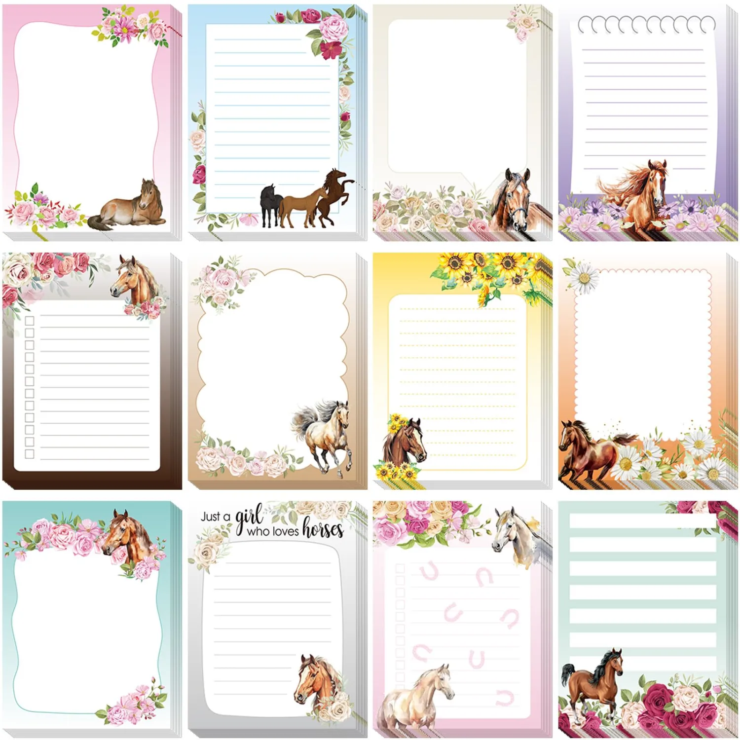 Chiisong 12 Pcs Horse Sticky Notes Horse Gifts for Women