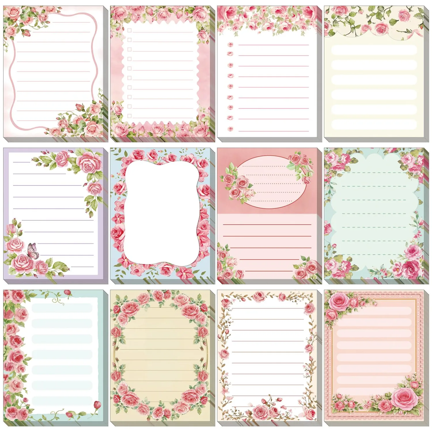 Chiisong 12 Pcs Cute Sticky Notes for Women Gift Floral Sticky Notes