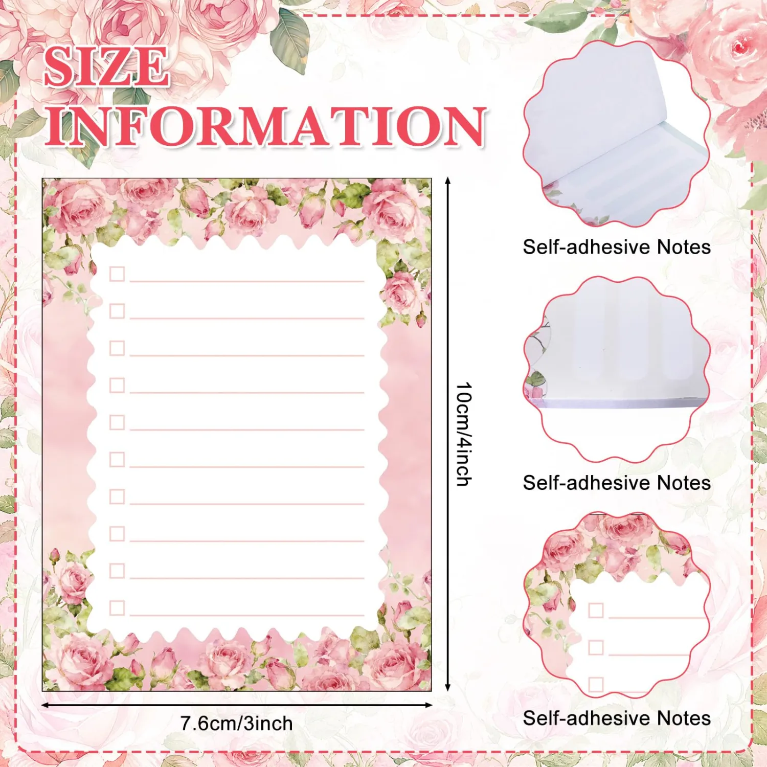 Chiisong 12 Pcs Cute Sticky Notes for Women Gift Floral Sticky Notes