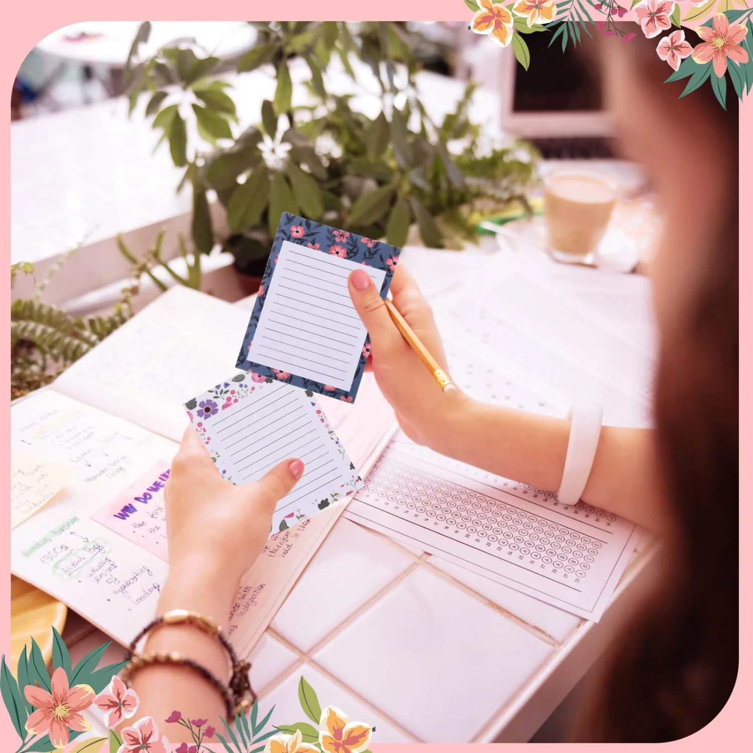 Chiisong 12 Pcs Flower Sticky Notes Floral Notepads for Women Gift