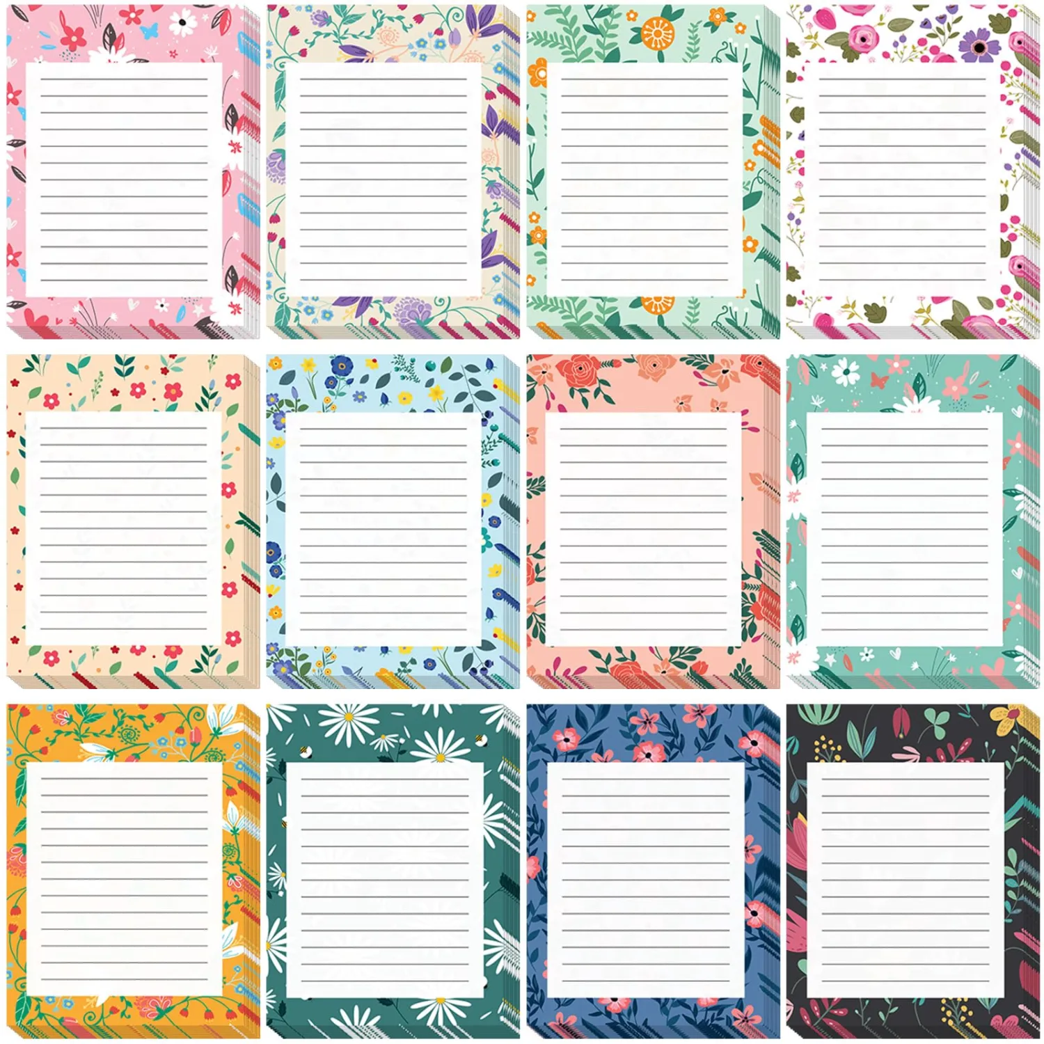 Chiisong 12 Pcs Flower Sticky Notes Floral Notepads for Women Gift