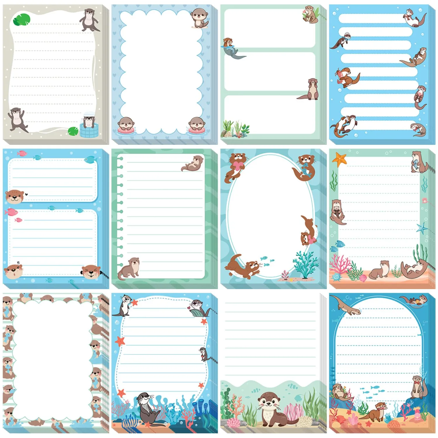 Chiisong 12 Pads Otters Sticky Notes Sea Otter Gifts