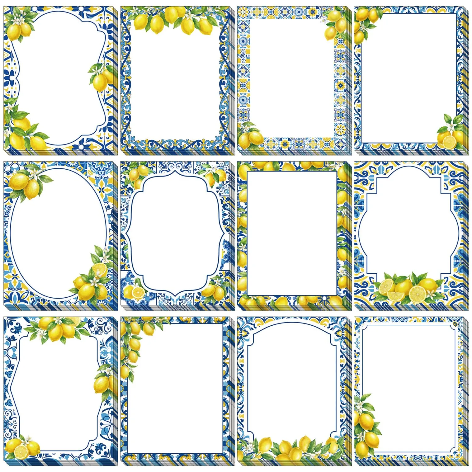 Chiisong 12 Pads Capri Lemon Sticky Notes Blue Tiles Yellow Adhesive Memo