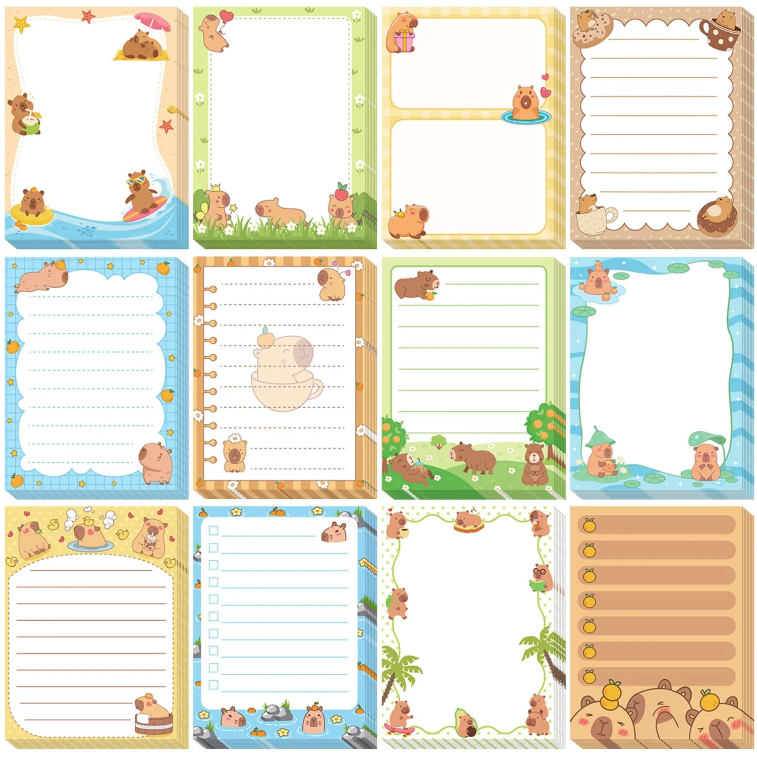 Chiisong 12 Pcs Capybara Sticky Notes Gifts Cute Sticky Notes