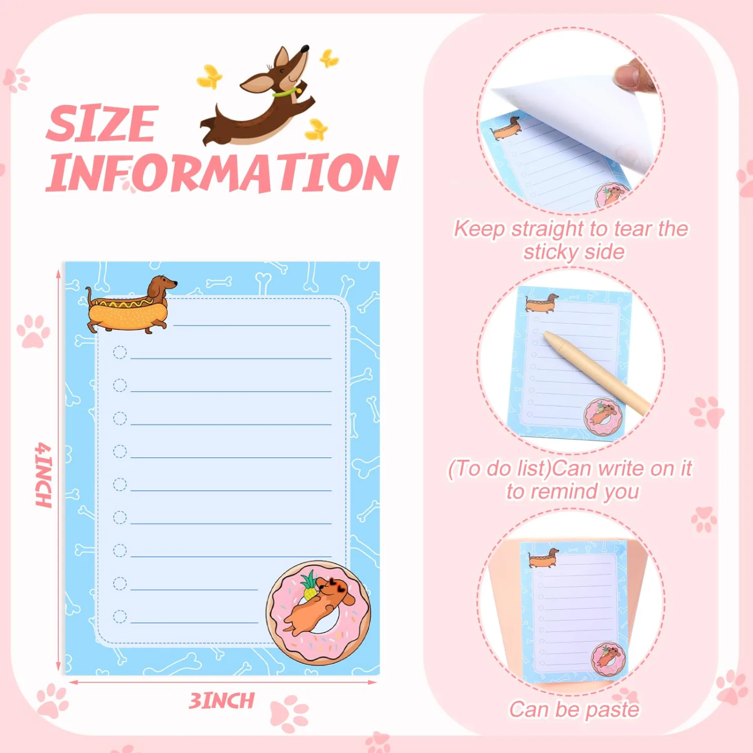 Chiisong 12 Pcs Dachshund Sticky Notes Dachshund Gifts Office Decor