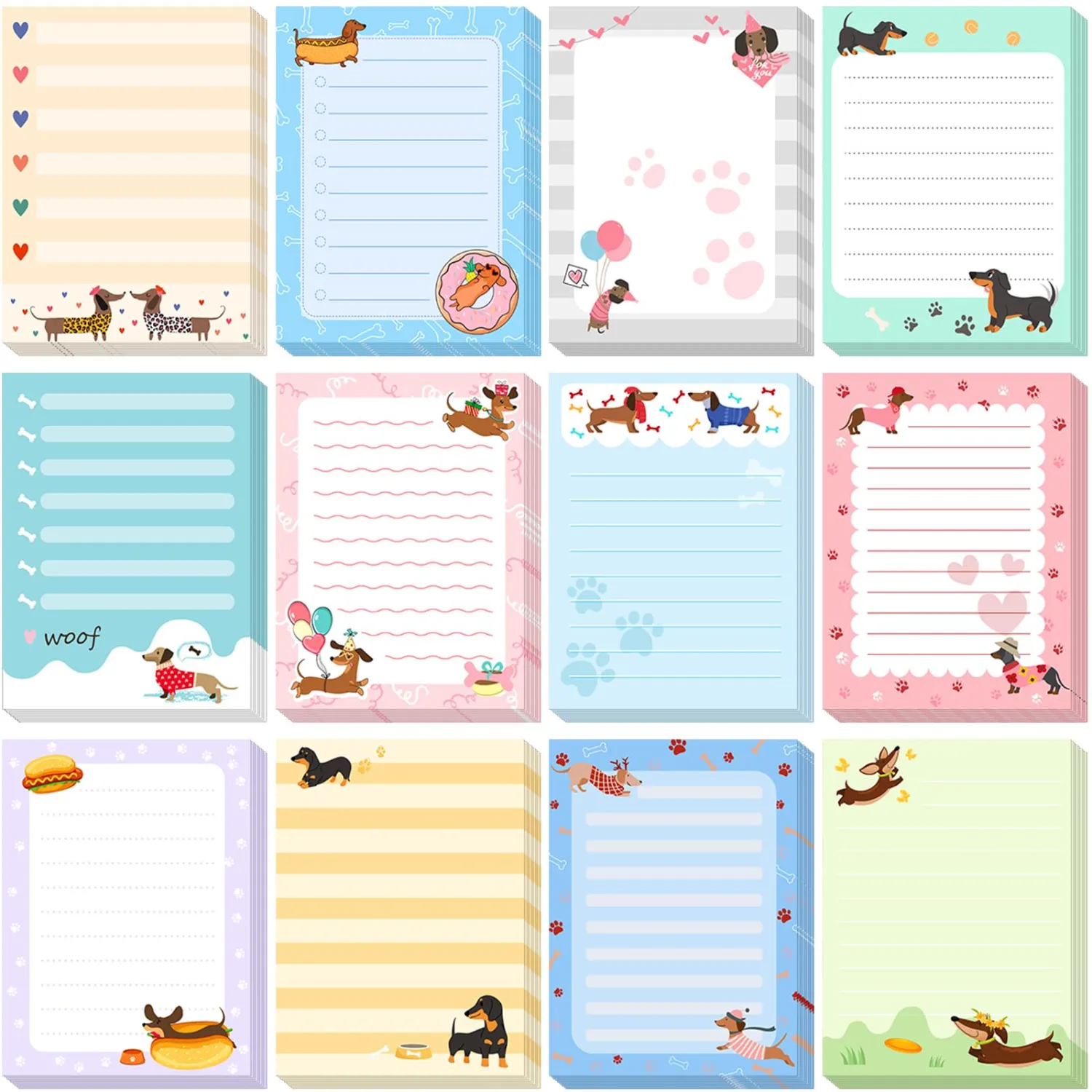 Chiisong 12 Pcs Dachshund Sticky Notes Dachshund Gifts Office Decor