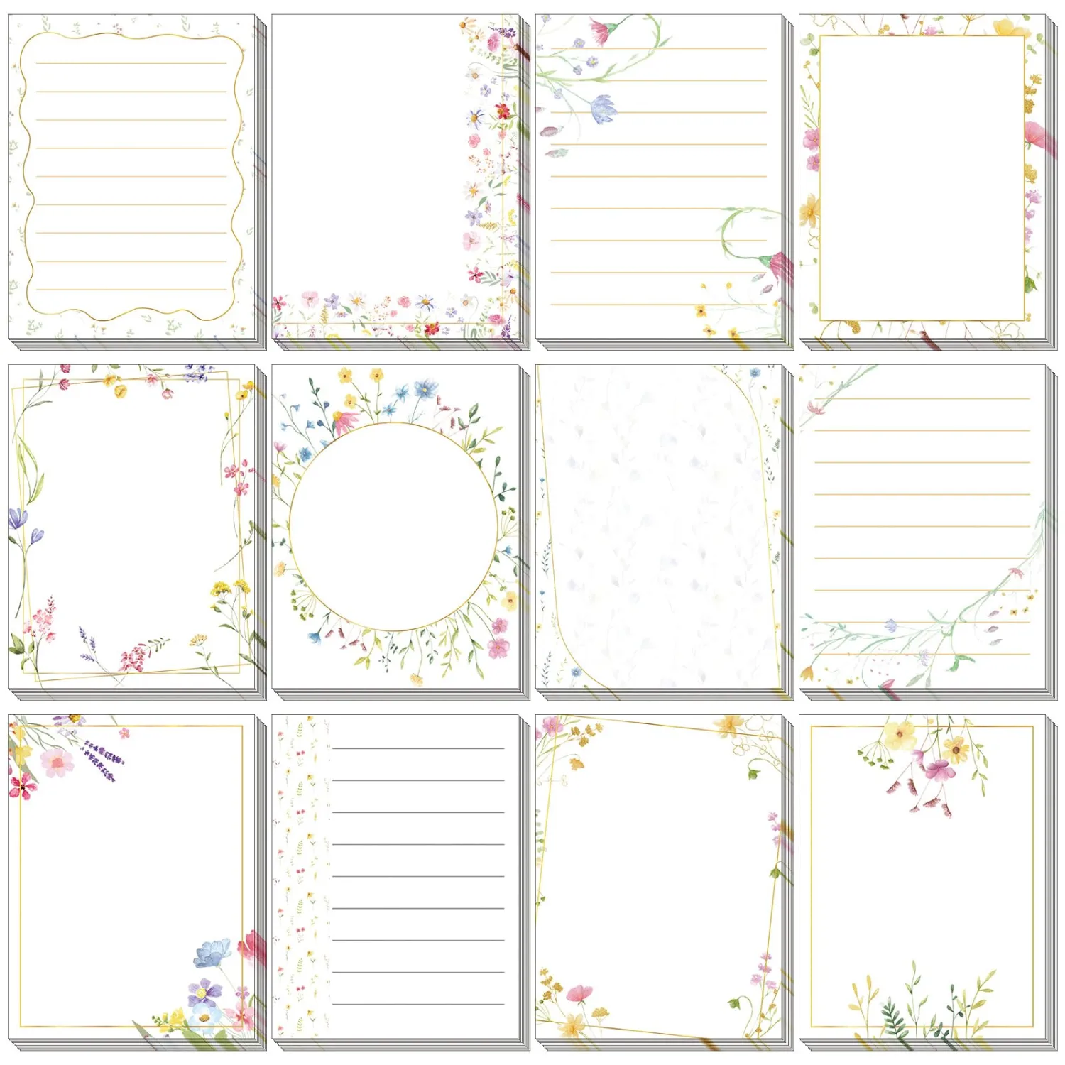 Chiisong 12 Pack Wildflower Sticky Notes Gift, Floral Sticky Notes