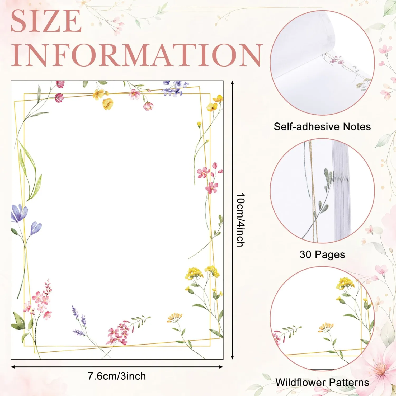 Chiisong 12 Pack Wildflower Sticky Notes Gift, Floral Sticky Notes