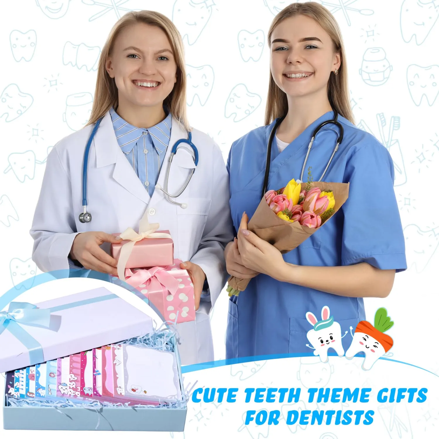 Chiisong 12 Pcs Dental Gifts Dentist Sticky Notes Funny Tooth Notepads