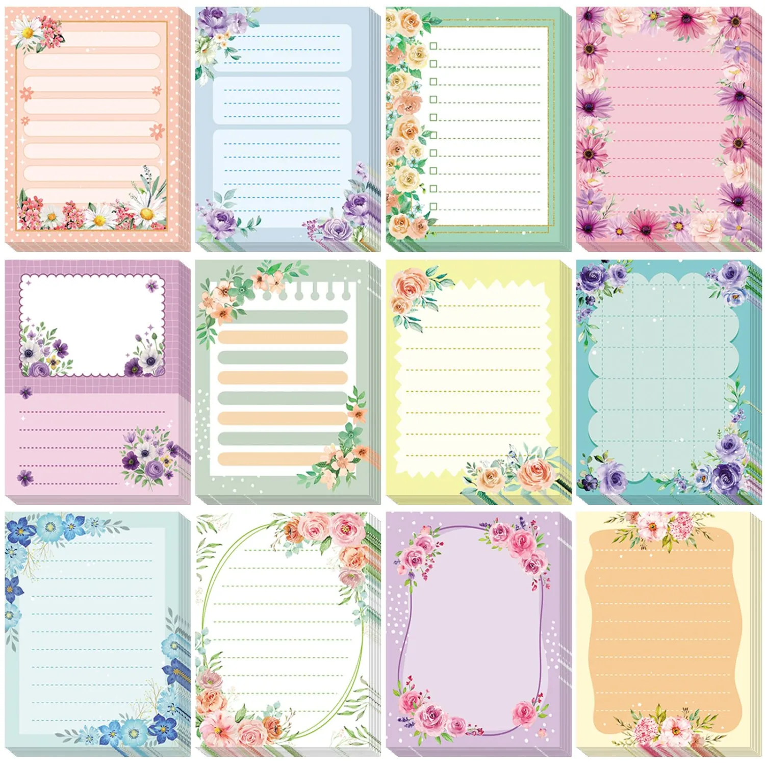 Chiisong 12 Pads Cute Sticky Notes Flower Sticky Notes