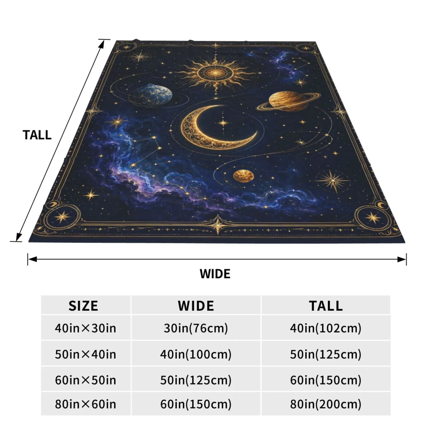 Sun Moon Blanket Celestial Gifts for Astronomy Women Men 50"X60"