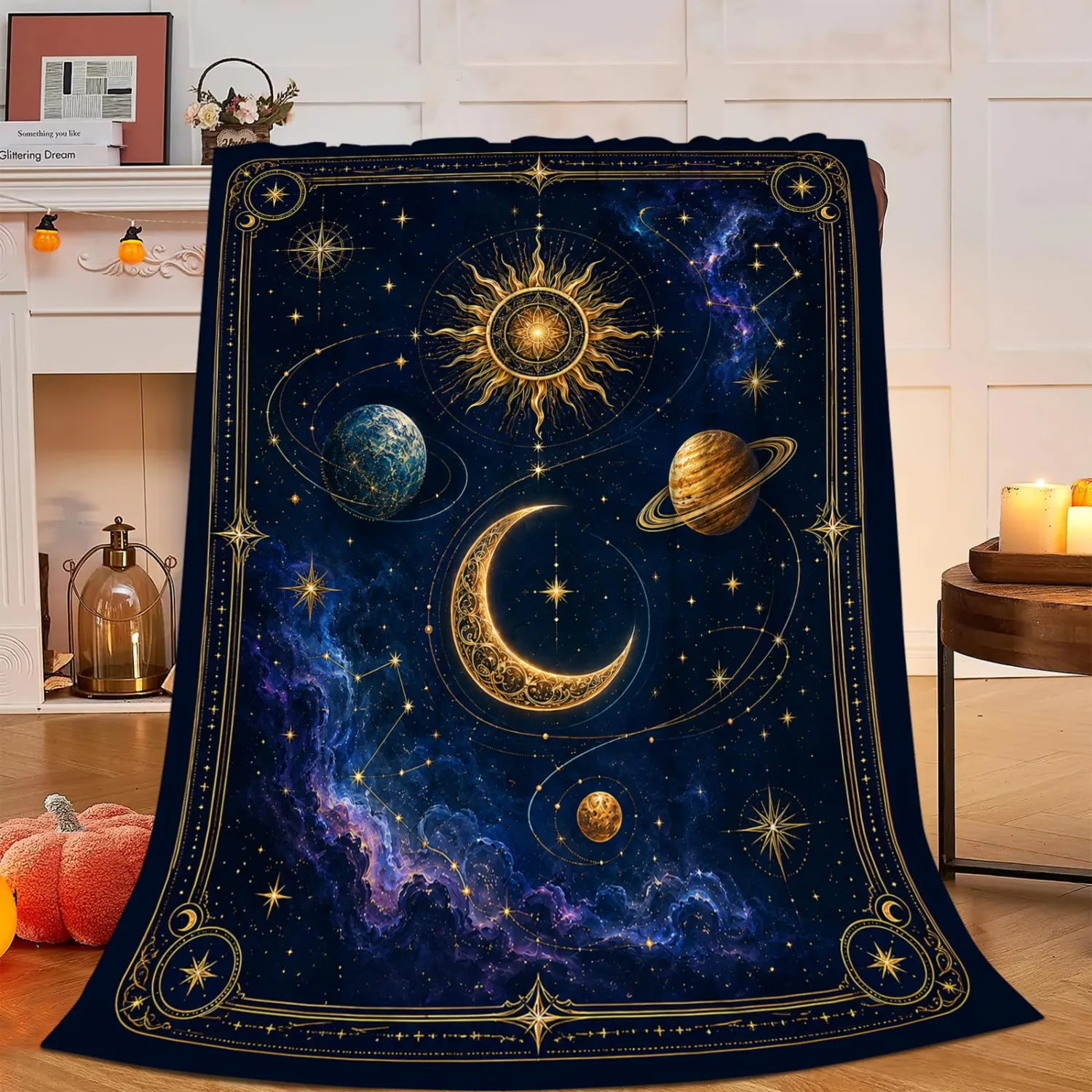 Sun Moon Blanket Celestial Gifts for Astronomy Women Men 50"X60"