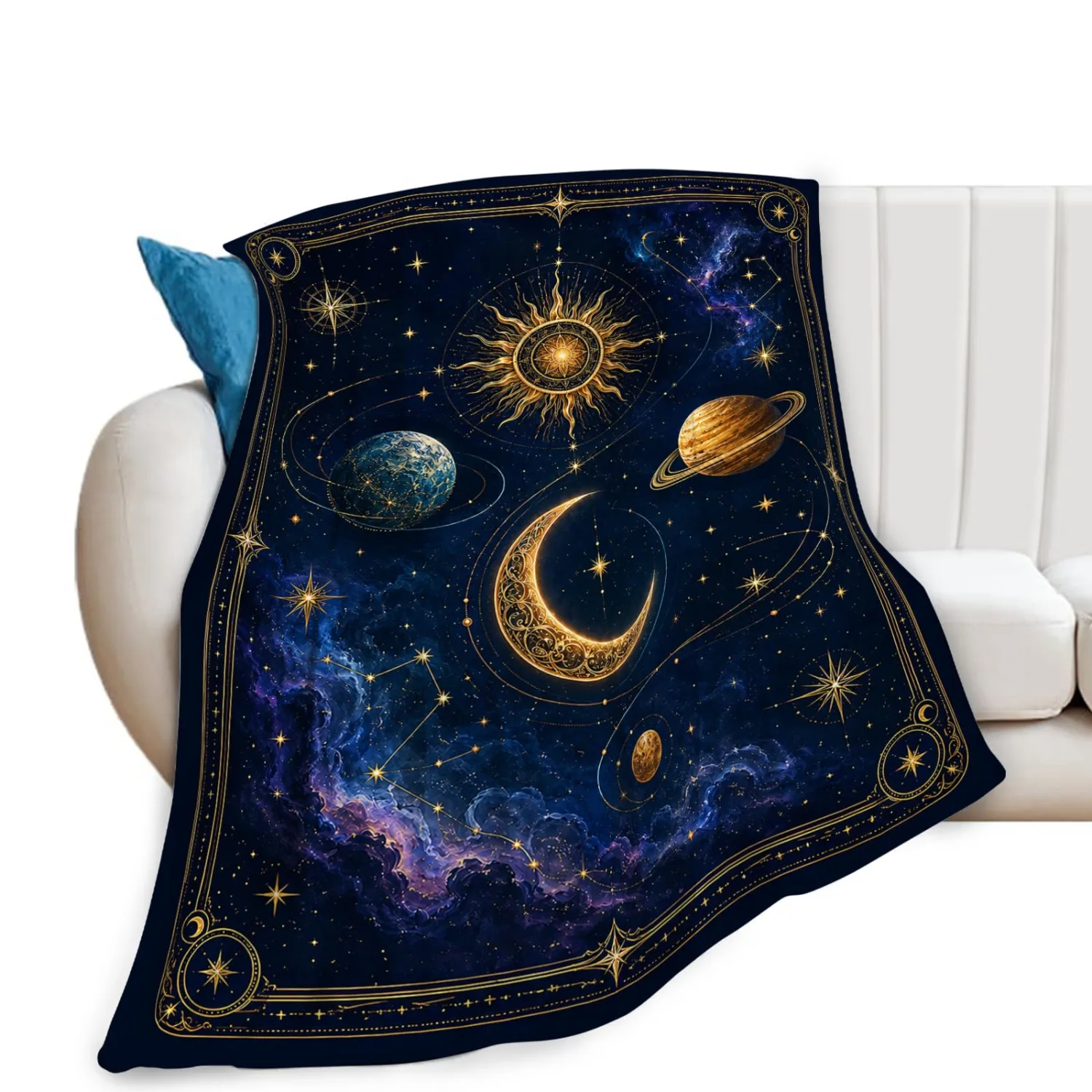 Sun Moon Blanket Celestial Gifts for Astronomy Women Men 50"X60"