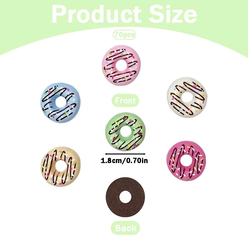 70 PCS Resin Donuts - 0.7 Inch Mini Flat Back Donut Embellishments