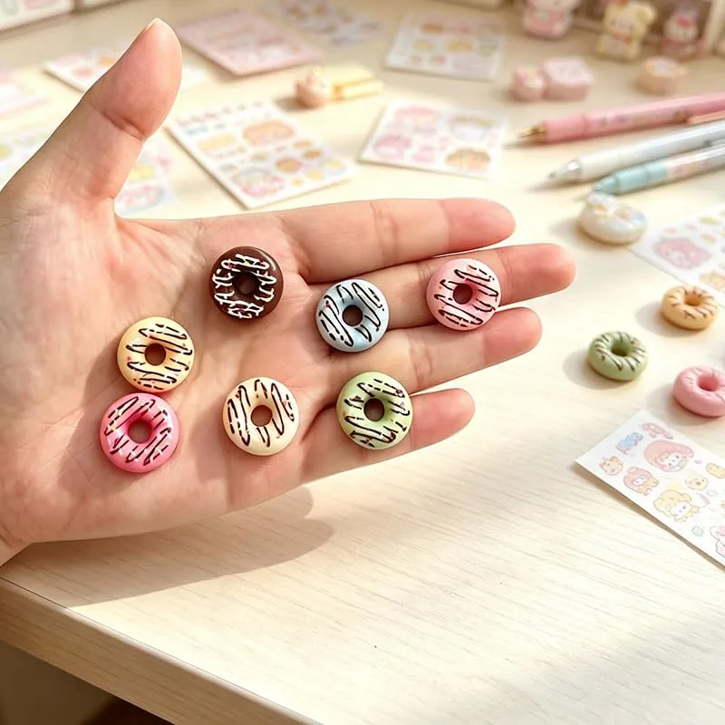 70 PCS Resin Donuts - 0.7 Inch Mini Flat Back Donut Embellishments