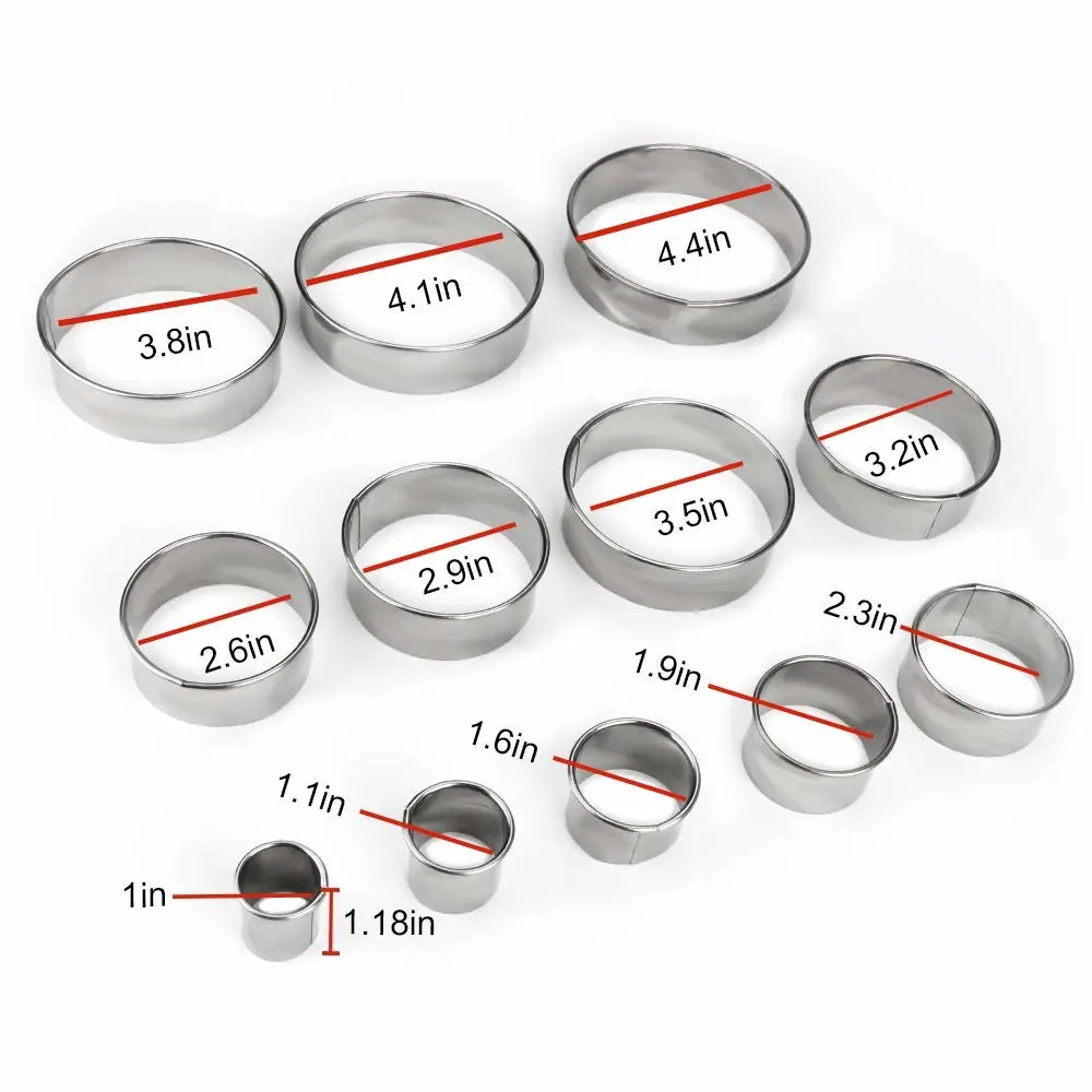 Bukuwa 12 Pcs Round Cookie Biscuit Cutter Set, Graduated Circle Cutters