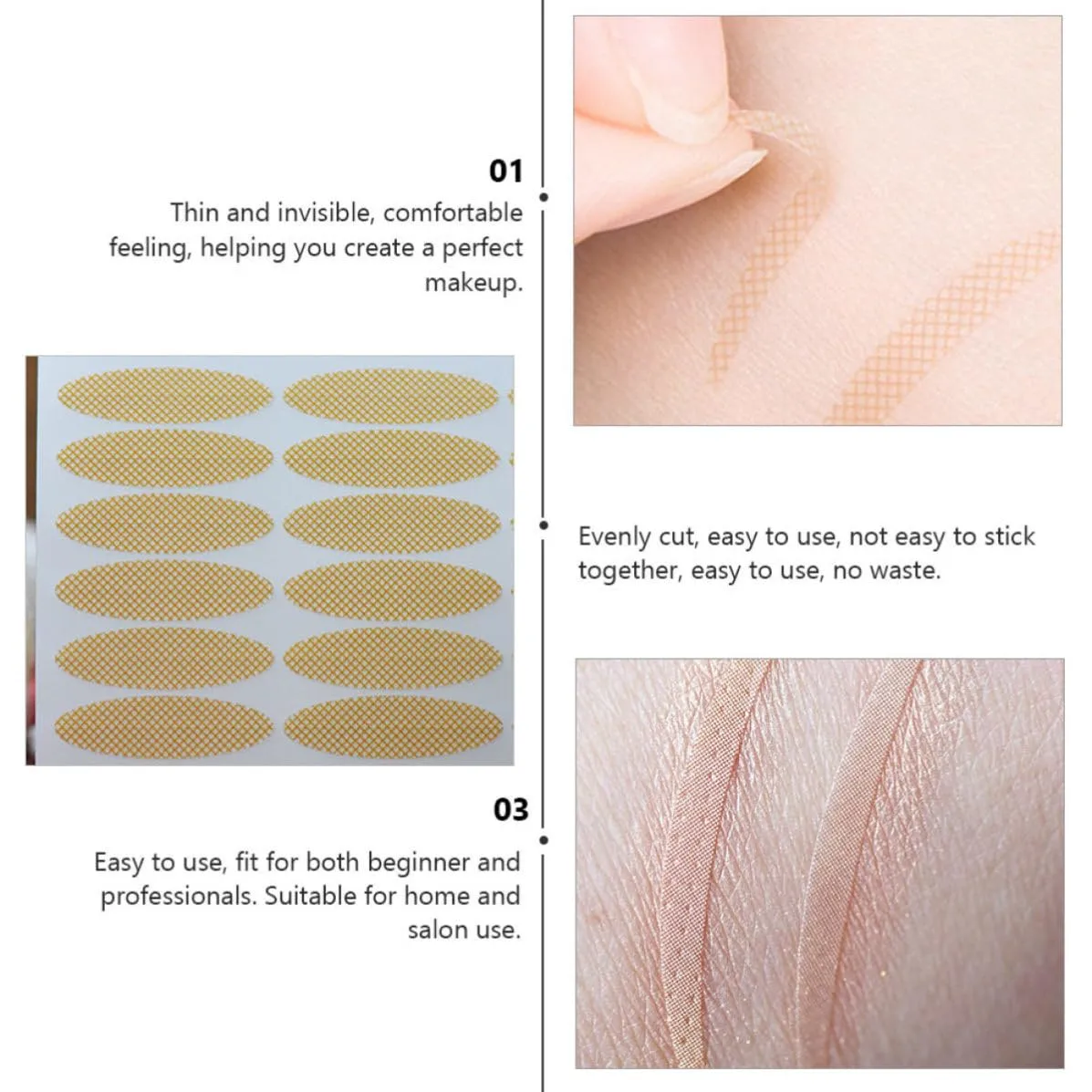 40 Sheets Invisible Double Eyelid Tape, Lace Mesh Sticker for Natural Look