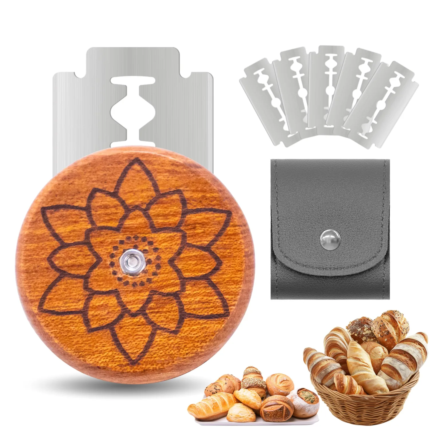 UFO Bread Lame Sourdough Scoring Tool Bread Scorer,Water Lily