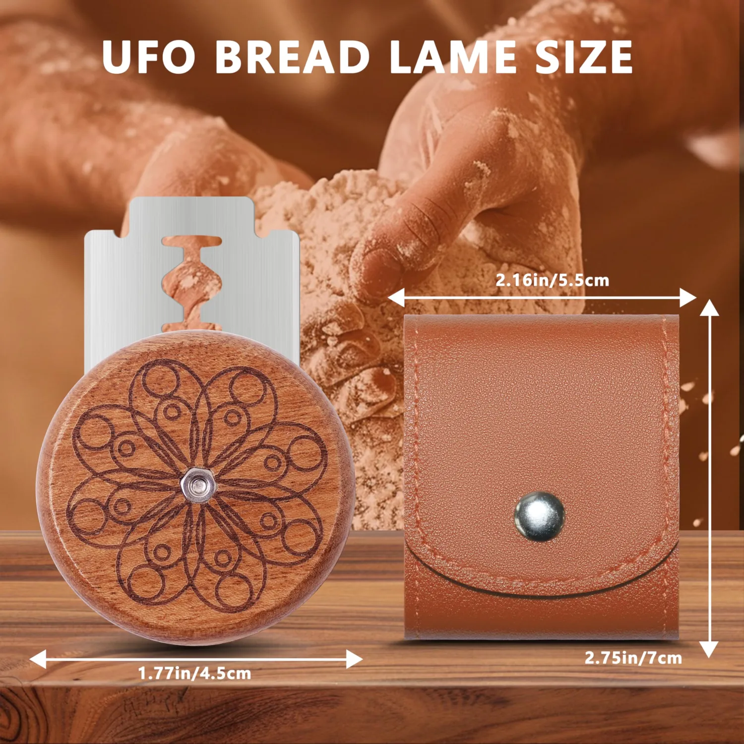 UFO Bread Lame Sourdough Scoring Tool Bread Scorer,Circle-brown