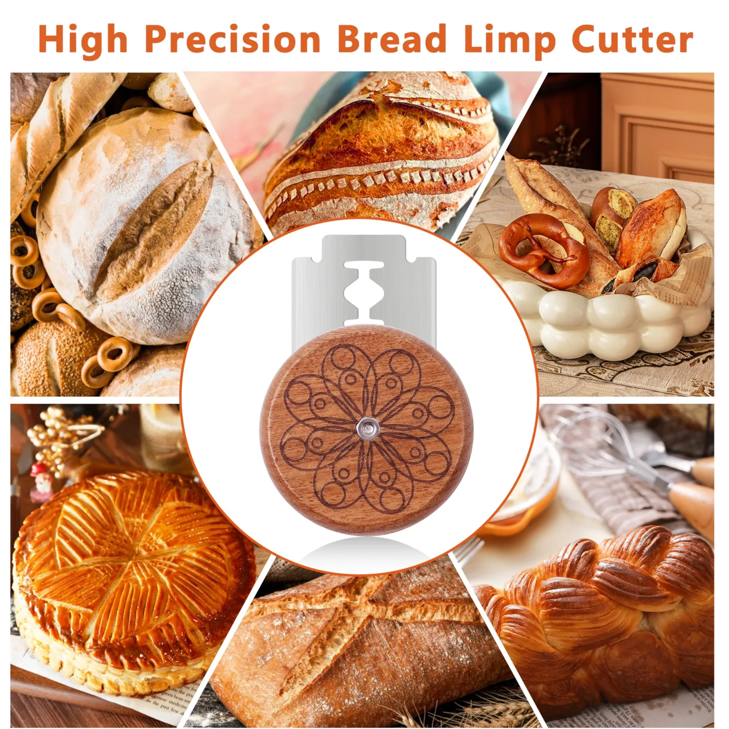 UFO Bread Lame Sourdough Scoring Tool Bread Scorer,Circle-brown