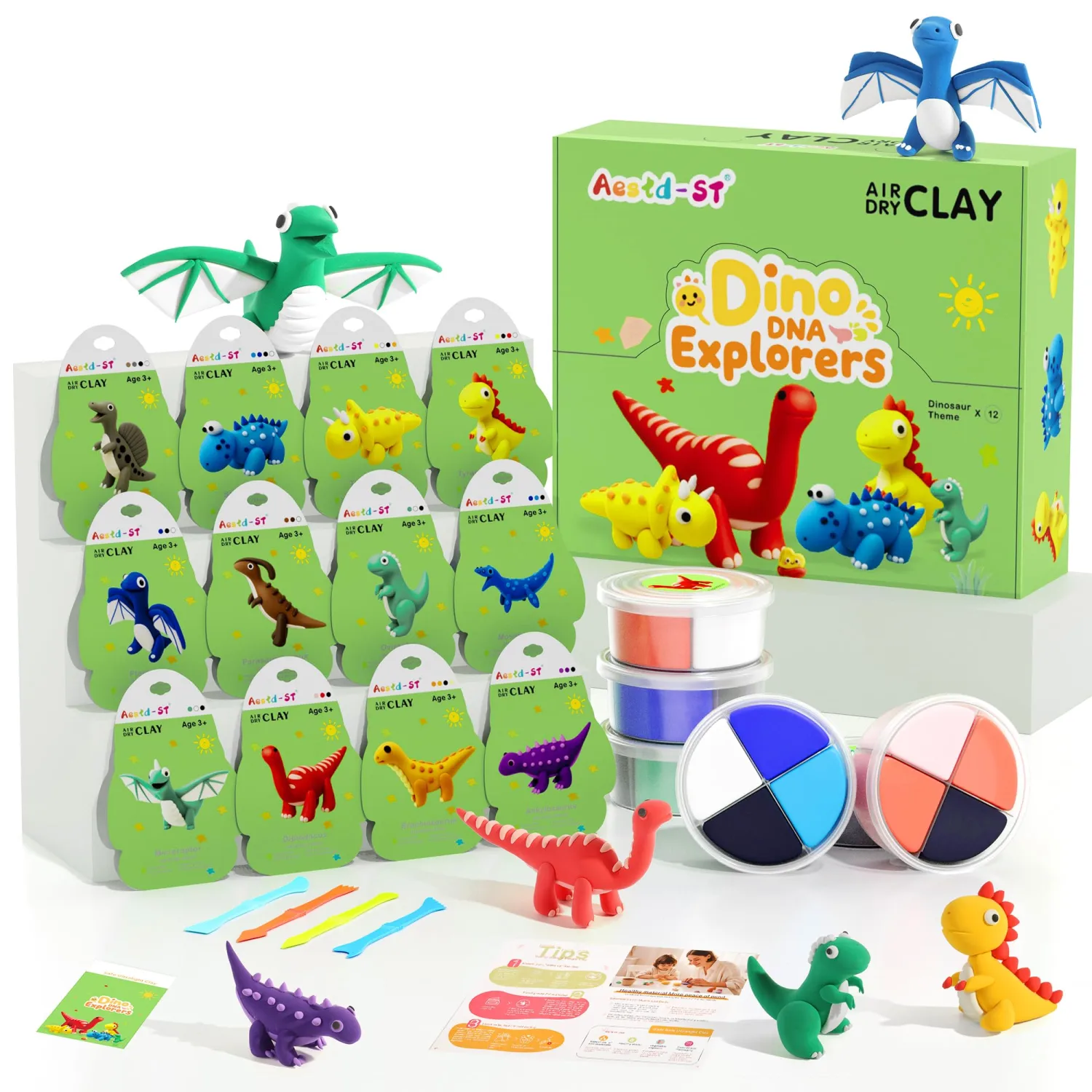 Aestd-ST Air Dry Clay Kit - Dinosaur Theme, Modeling Clay for Kids