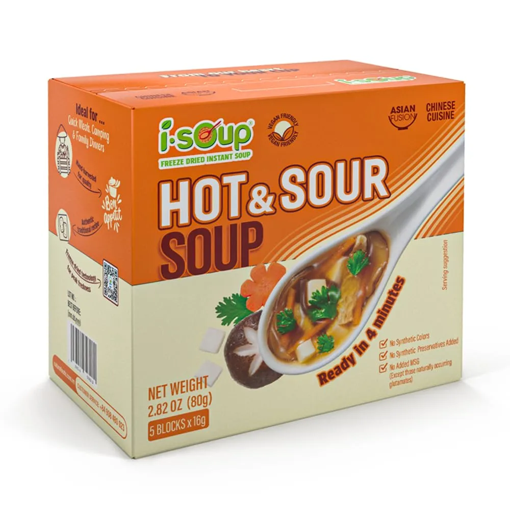 NFC, ISOUP Hot & Sour Freeze-Dried Soup, 2.82oz (Pack of 5)