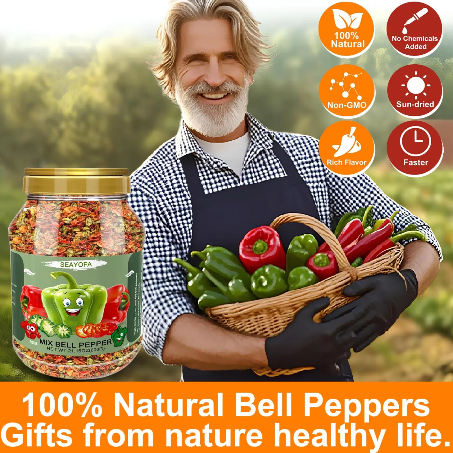 21 Oz Dried Bell Pepper Flakes Mix Red & Green Dehydrated Peppers for Soups