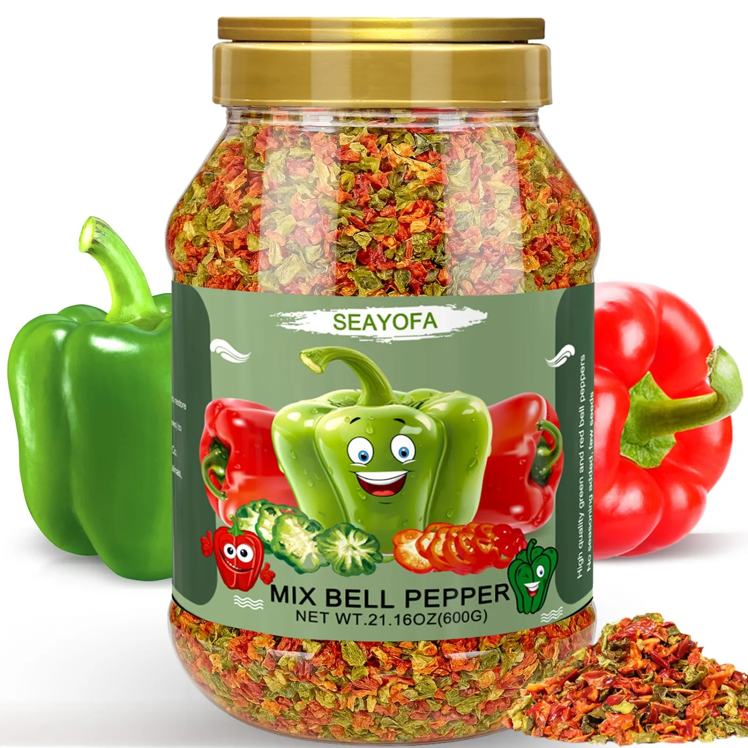 21 Oz Dried Bell Pepper Flakes Mix Red & Green Dehydrated Peppers for Soups