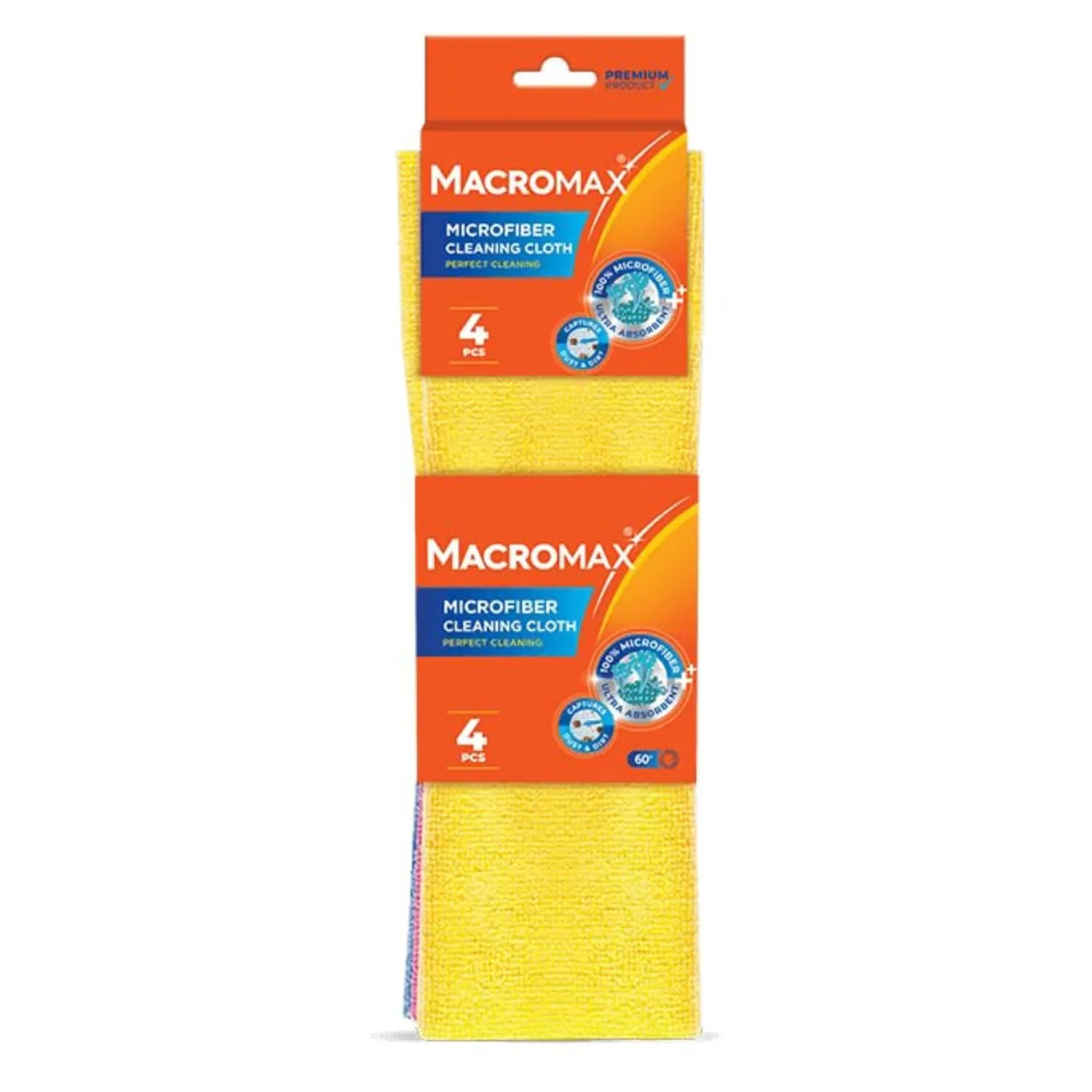 Macro Max Microfiber Cleaning Cloths 4 Pack, Lint Free 12x11in
