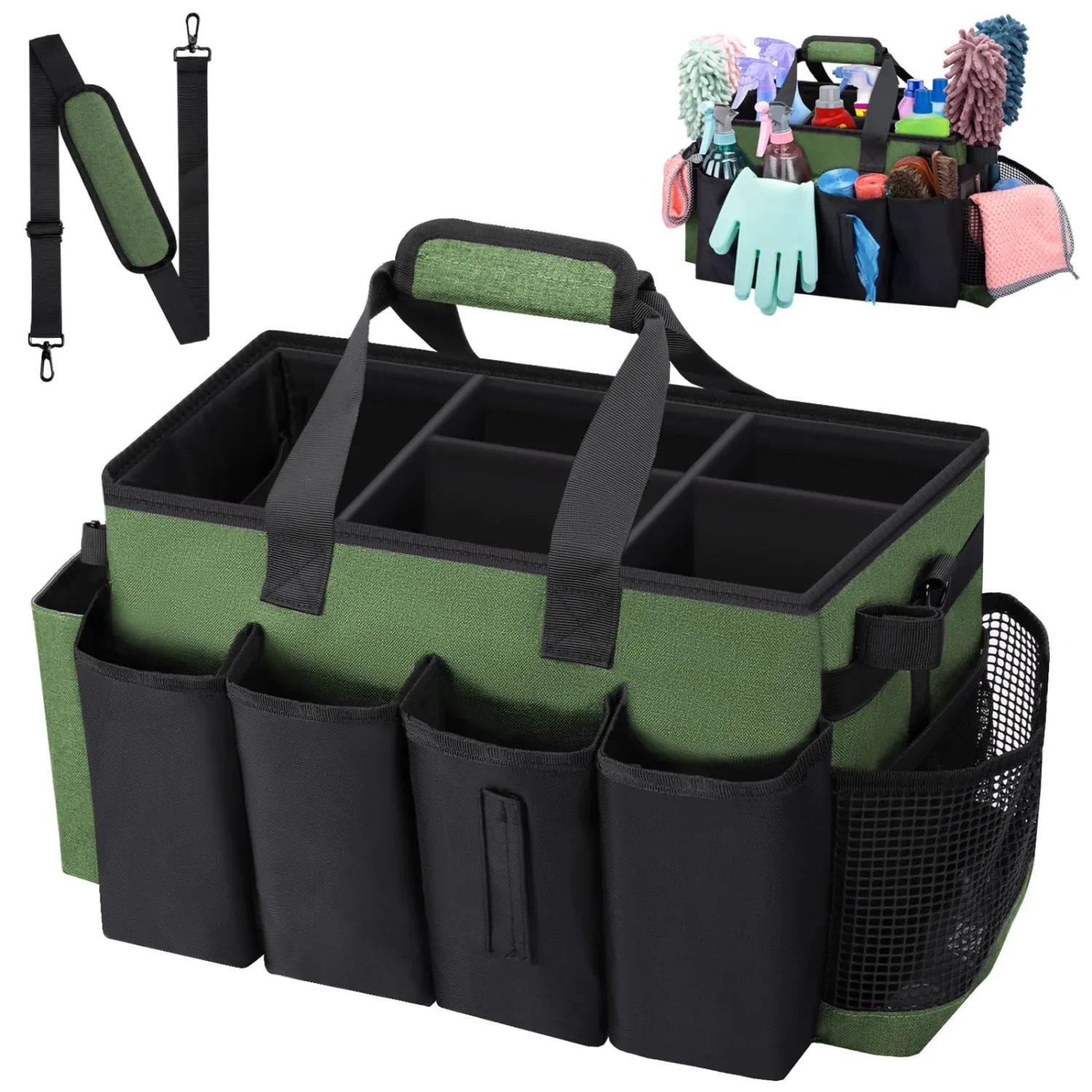 Wearable Large Cleaning Caddy Bag for Housekeepers (Green)
