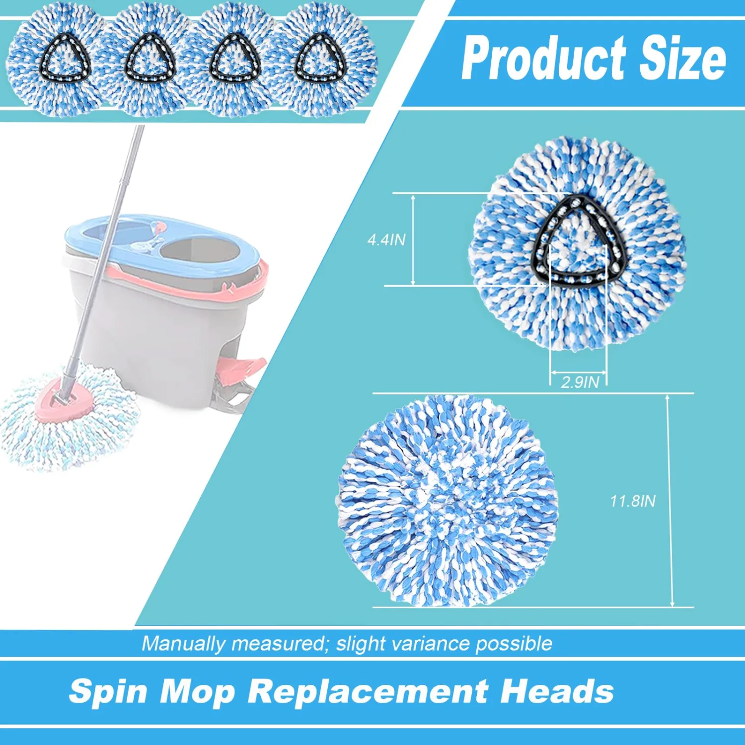 2 Pack Spin Mop Replacement Head,100% Microfiber,Easy Wring Mop Refill