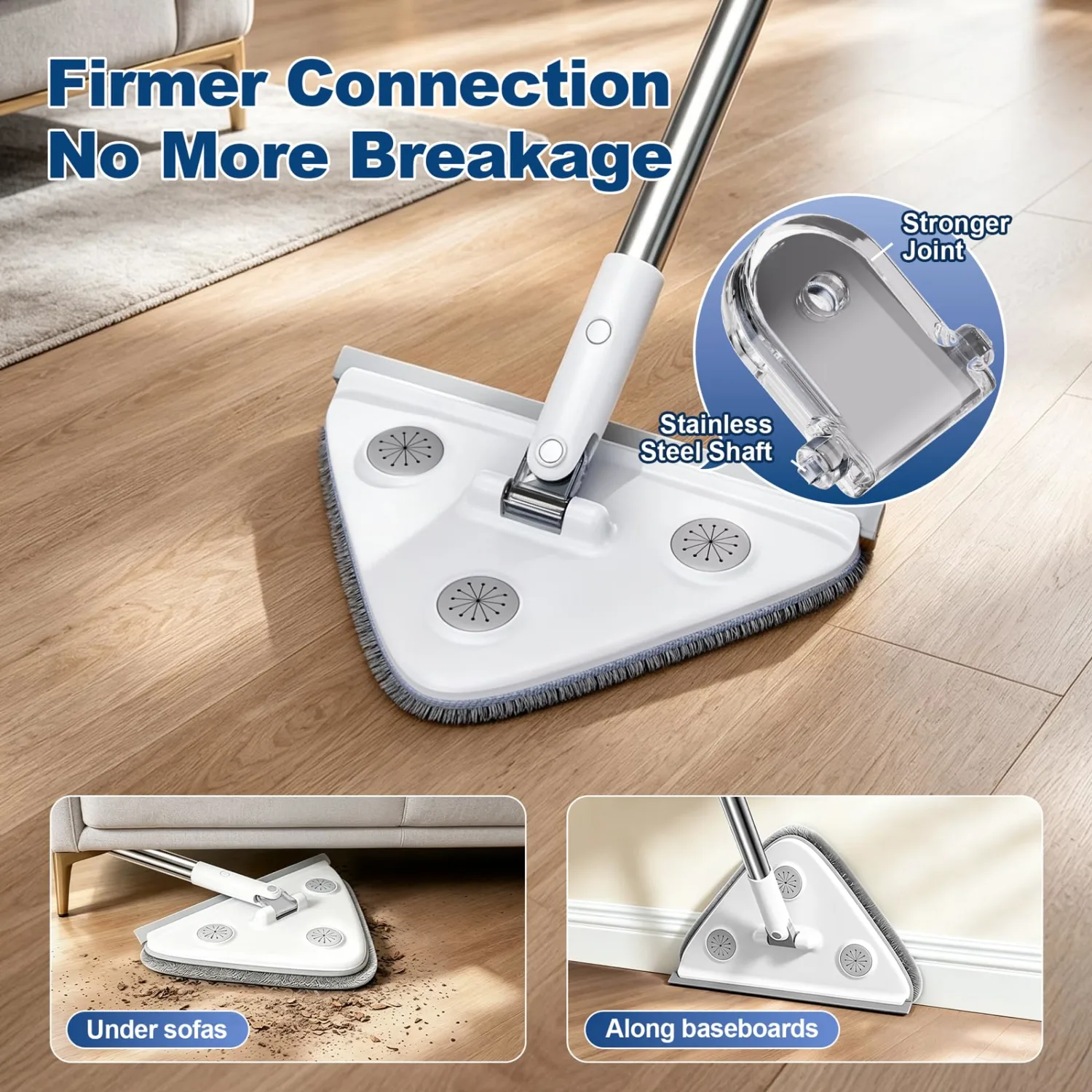 Wall Cleaner Mop with Long Handle, Dust Mop with 6 Reusable Pads