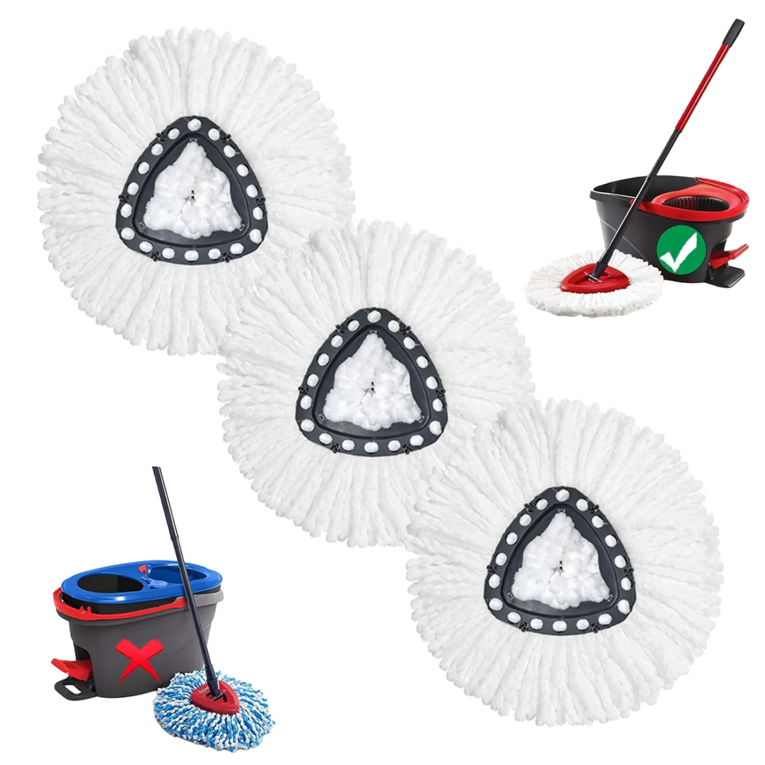 3Pcs Spin Mop Refills Compatible with Cedar,Machine Washable,Deep Cleaning