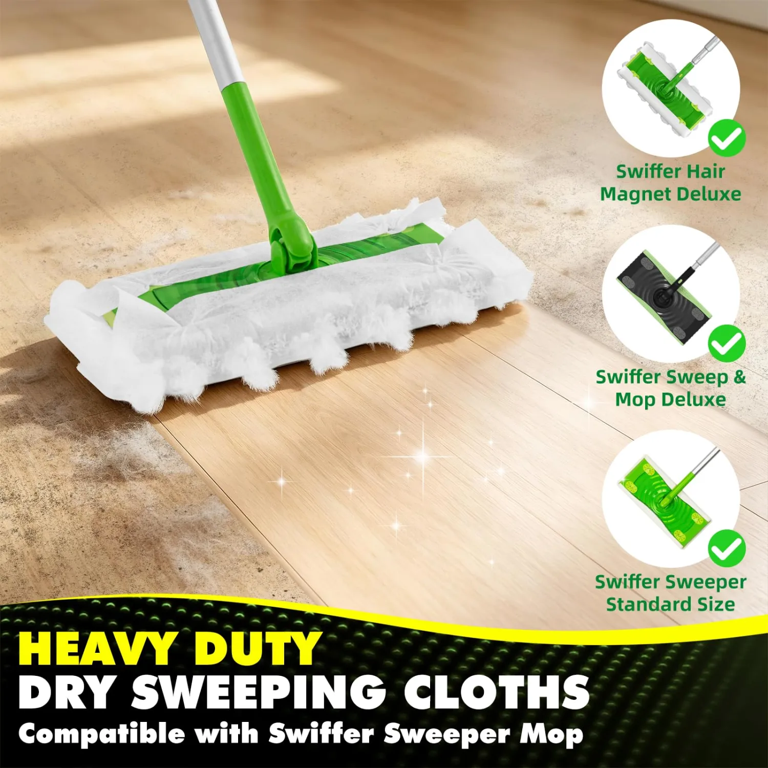LOVECO Heavy Duty Dry Cloths for Swiffer Sweeper Mop, Pet Dry Pads Refills