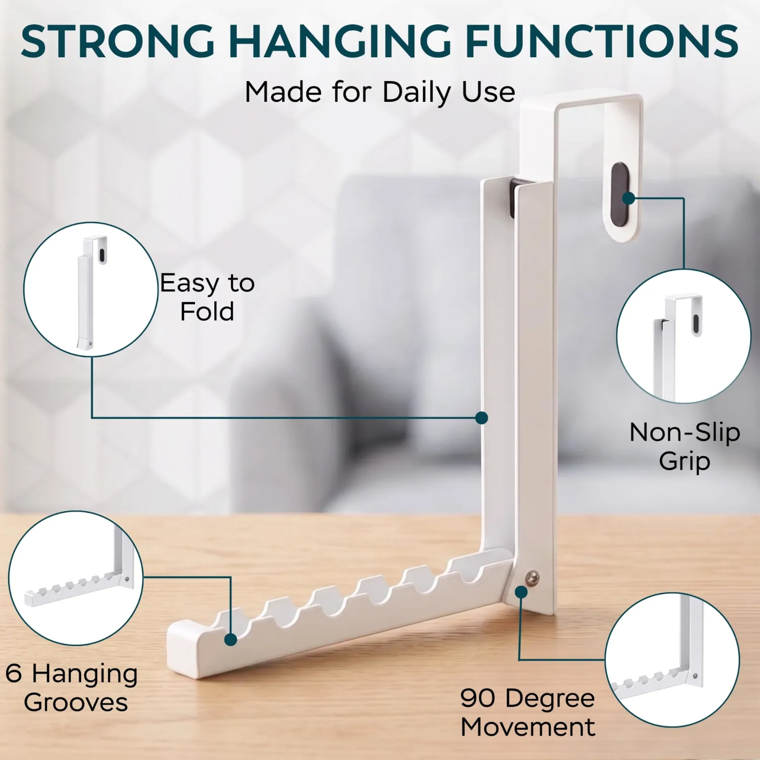 Over The Door Clothes Drying Rack with Folding Arm