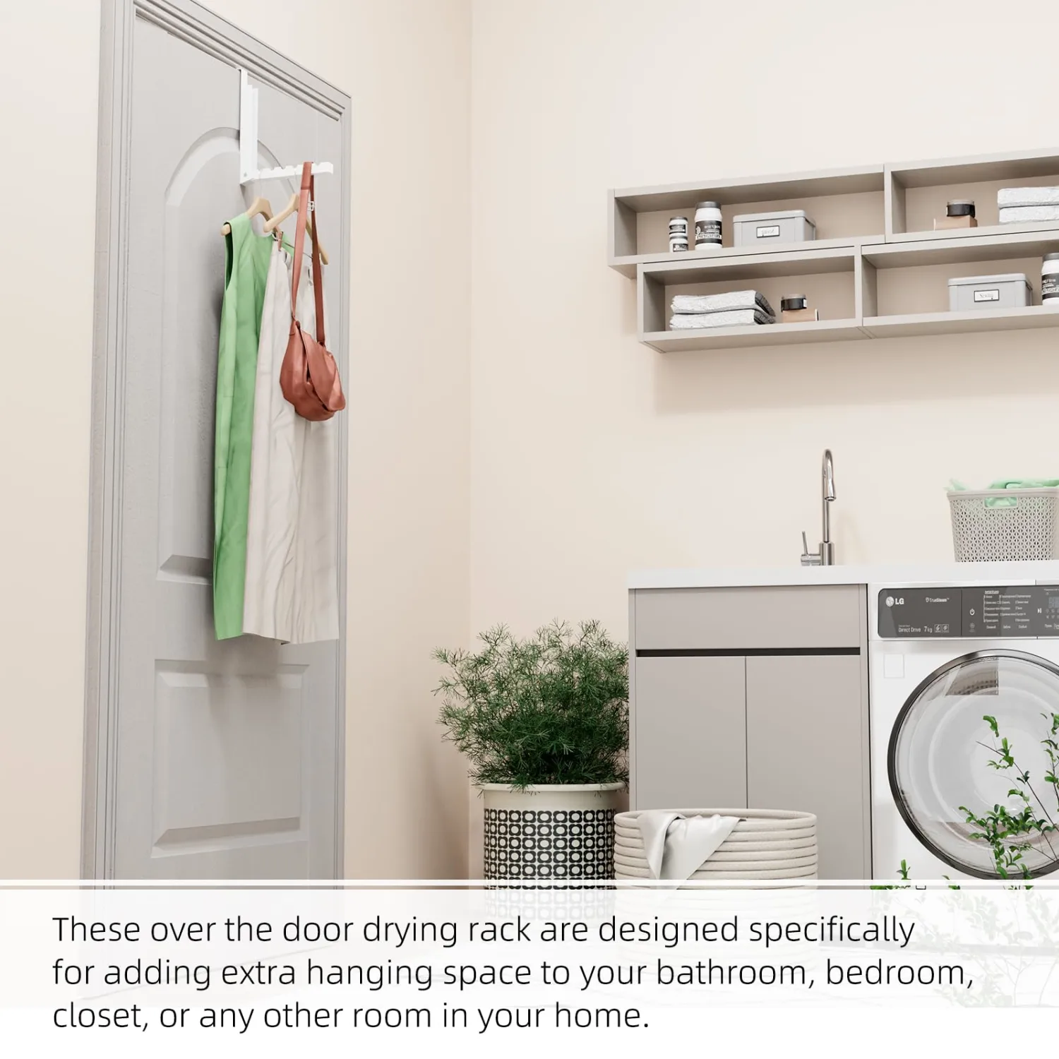 Over the Door Hanger, 2 Pack Foldable Over Door Drying Rack for Laundry