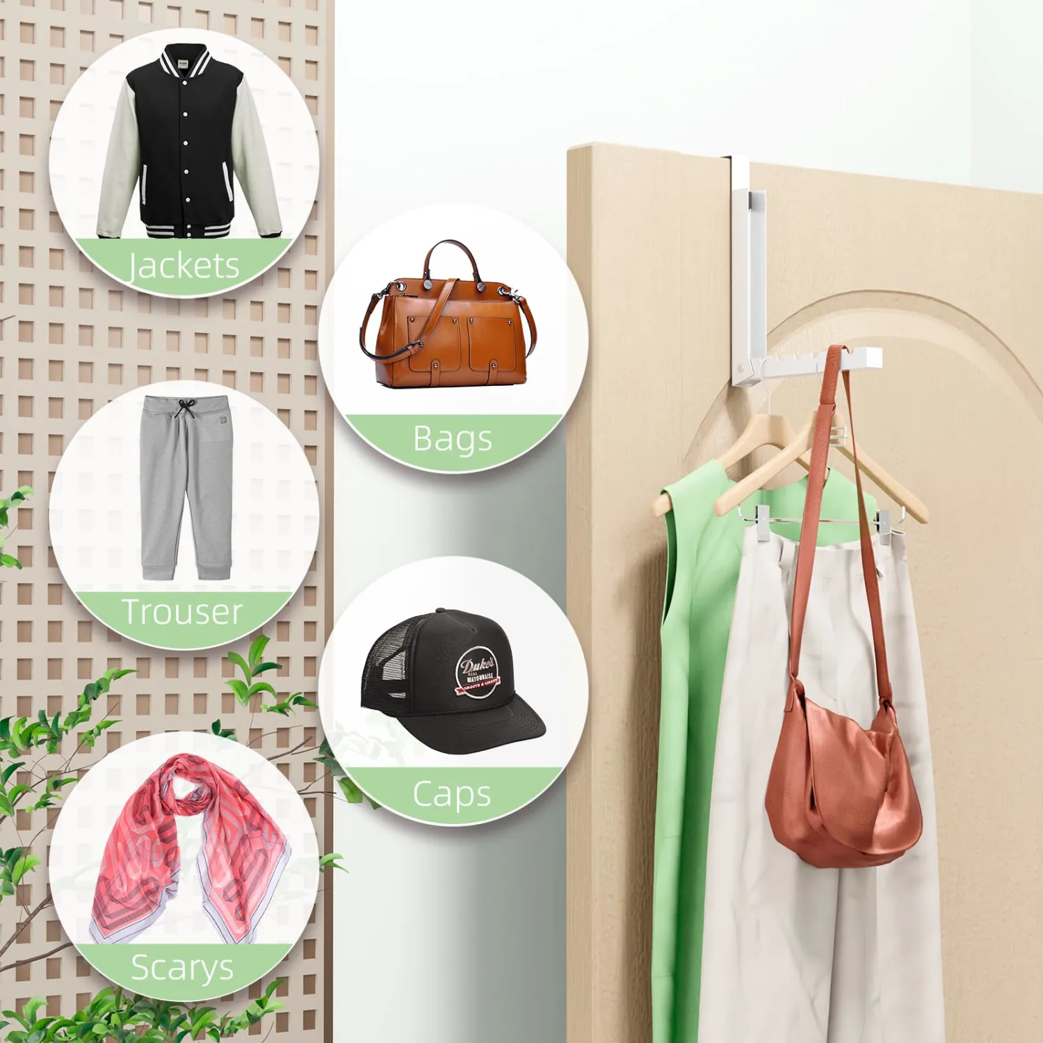 Over the Door Hanger, 2 Pack Foldable Over Door Drying Rack for Laundry