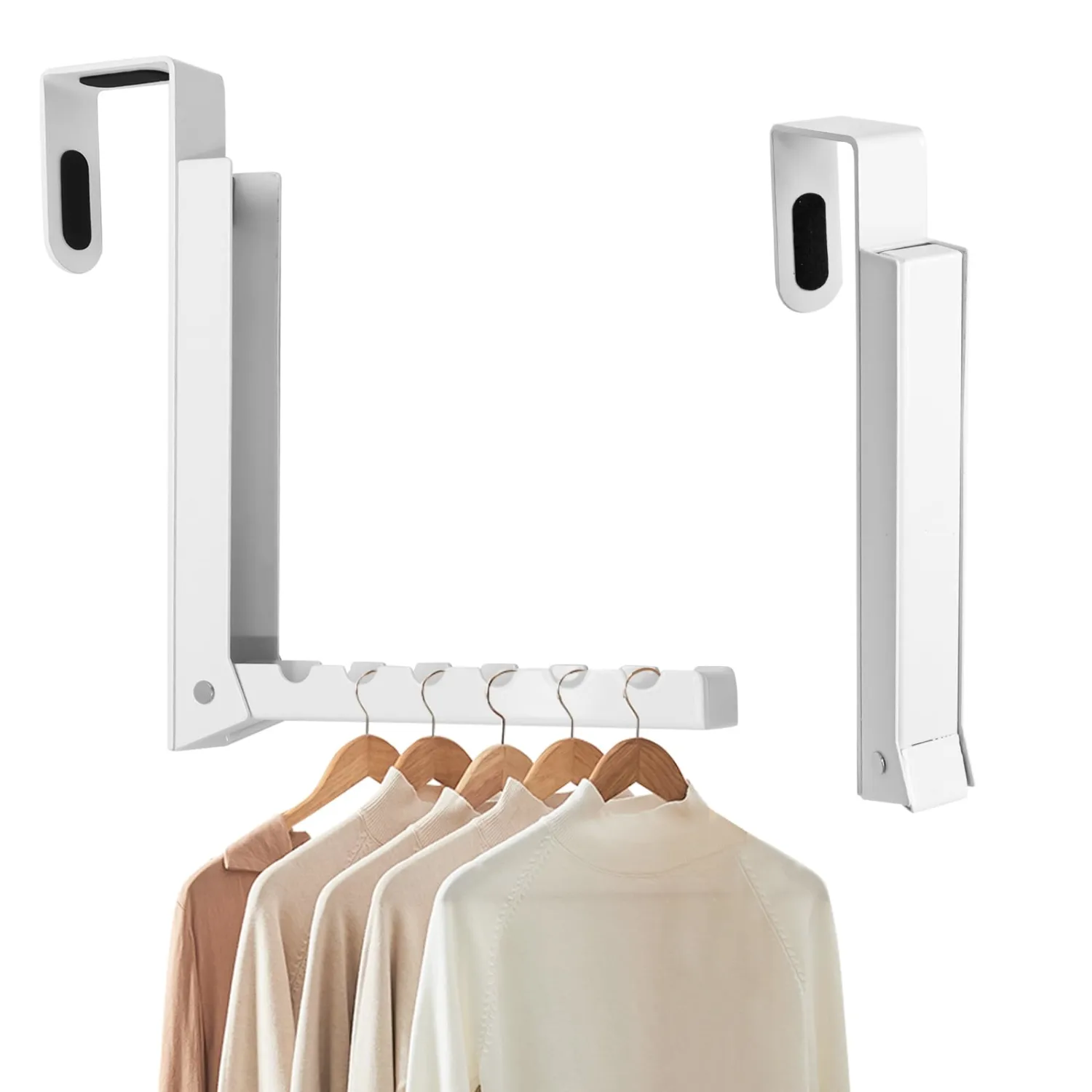 Uenhoy Foldable Over The Door Hanger Hooks for Clothes, Coat Hanger, White