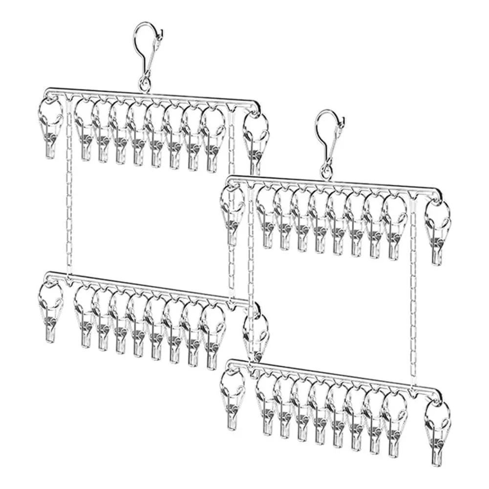 Stainless Steel Bilayer Hanger for Laundry Small Item Drying Rack