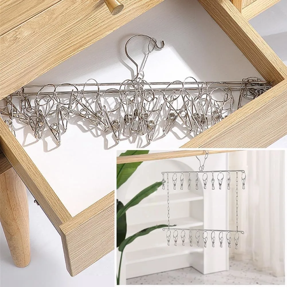Stainless Steel Bilayer Hanger for Laundry Small Item Drying Rack