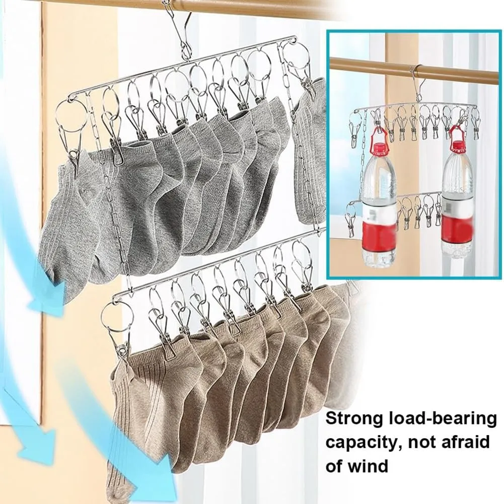 Stainless Steel Bilayer Hanger for Laundry Small Item Drying Rack