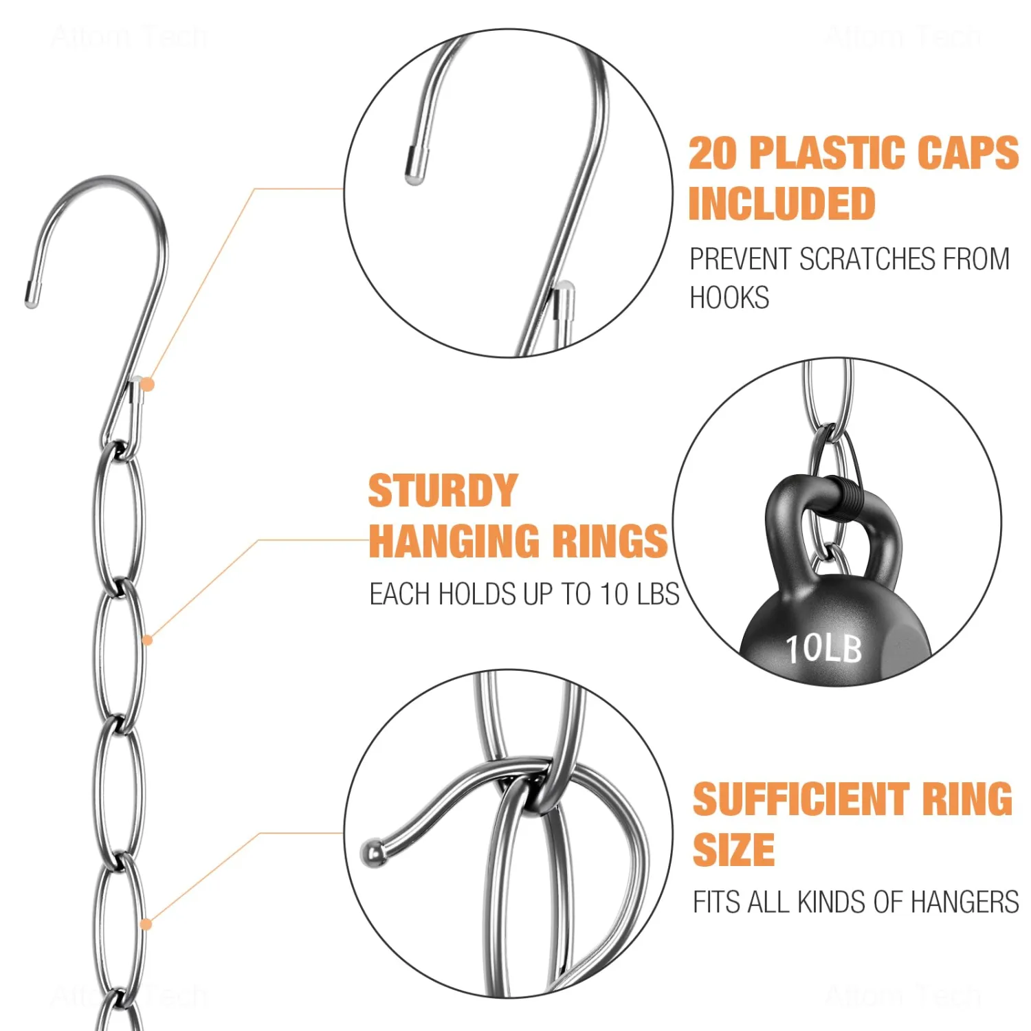 NiHome Space Saving Hangers 10-Pack, Metal Closet Organizer with Safety Cap