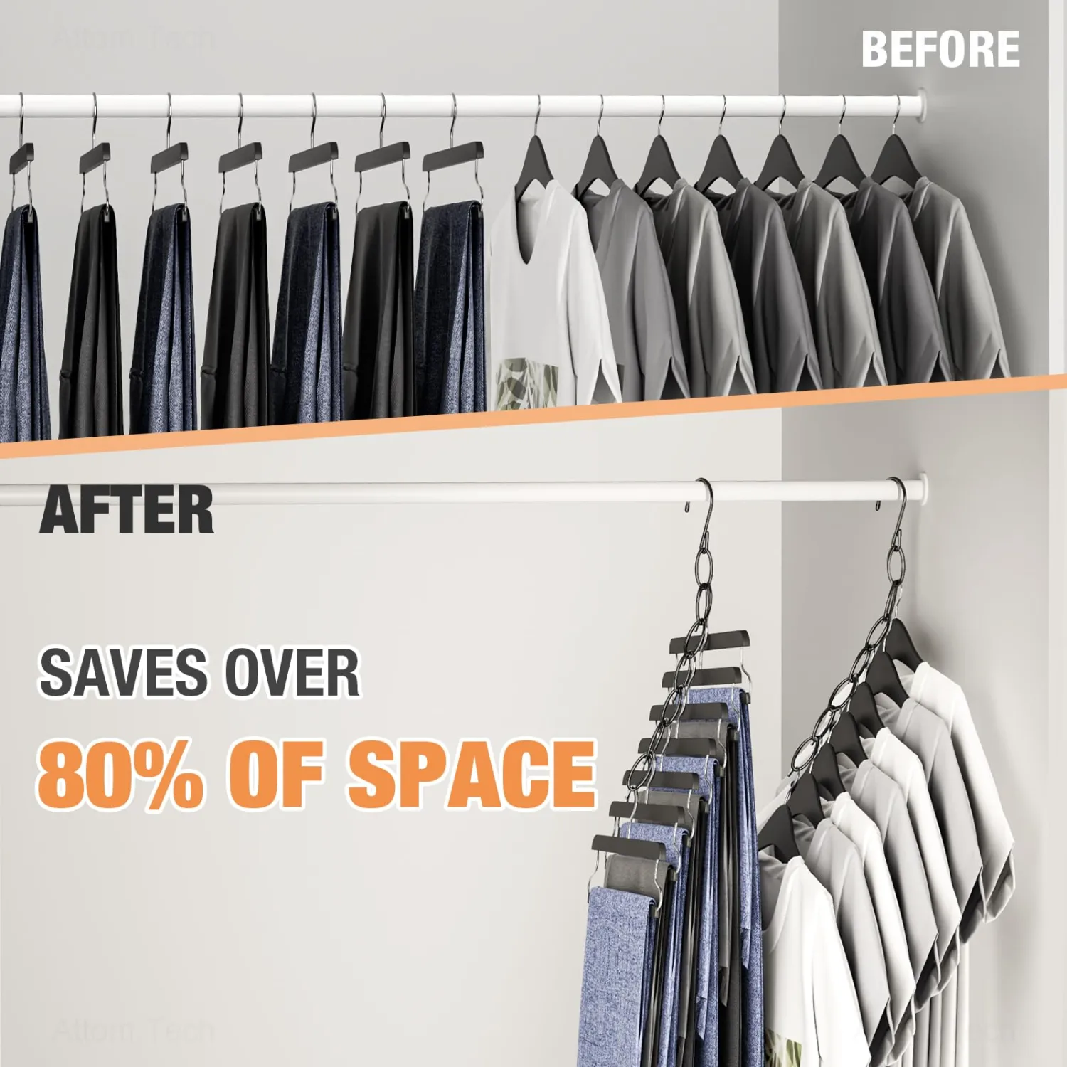 NiHome Space Saving Hangers 10-Pack, Metal Closet Organizer with Safety Cap
