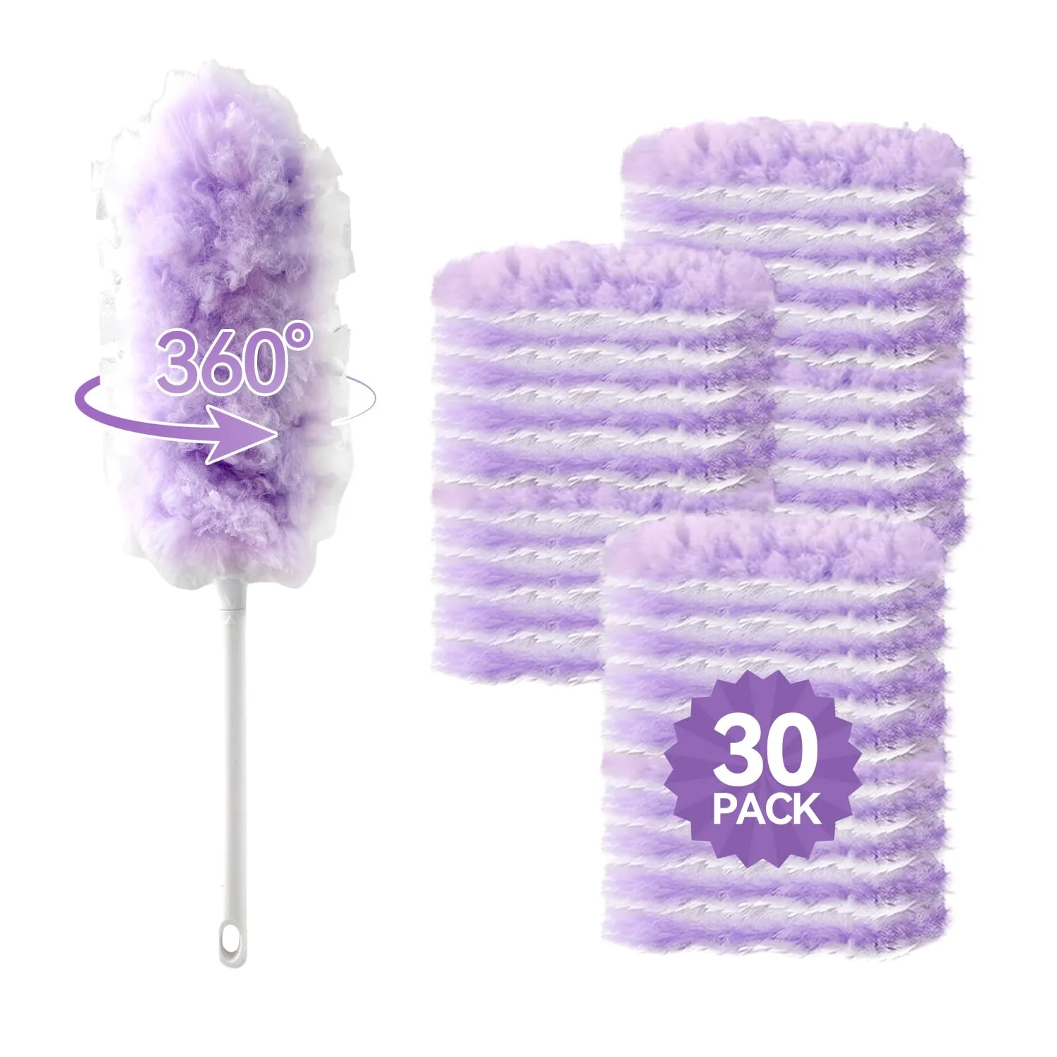 Microfiber Duster Kit, Short Handle with 30 Disposable Refills