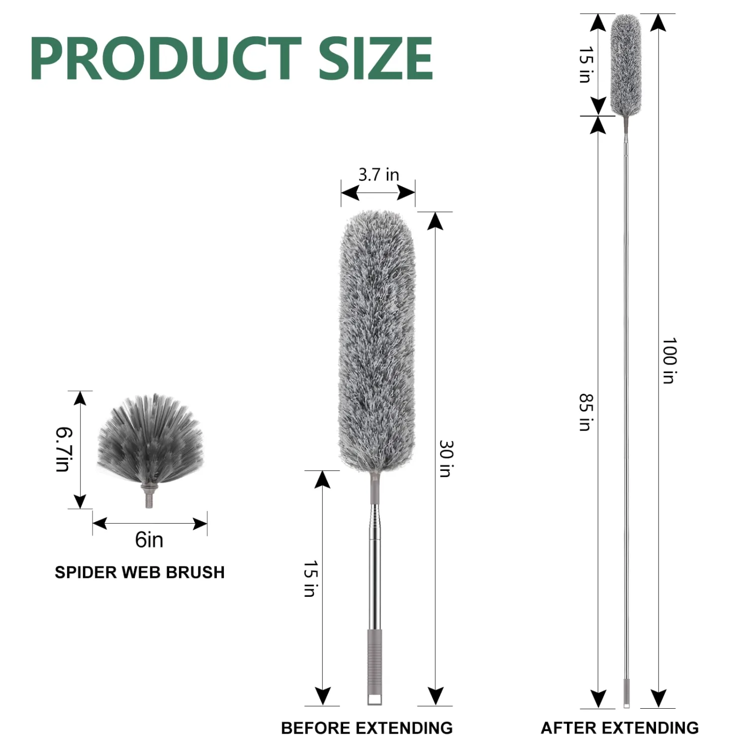 SetSail Dusters and Cobweb Brush with Extension Pole for Cleaning, Gray