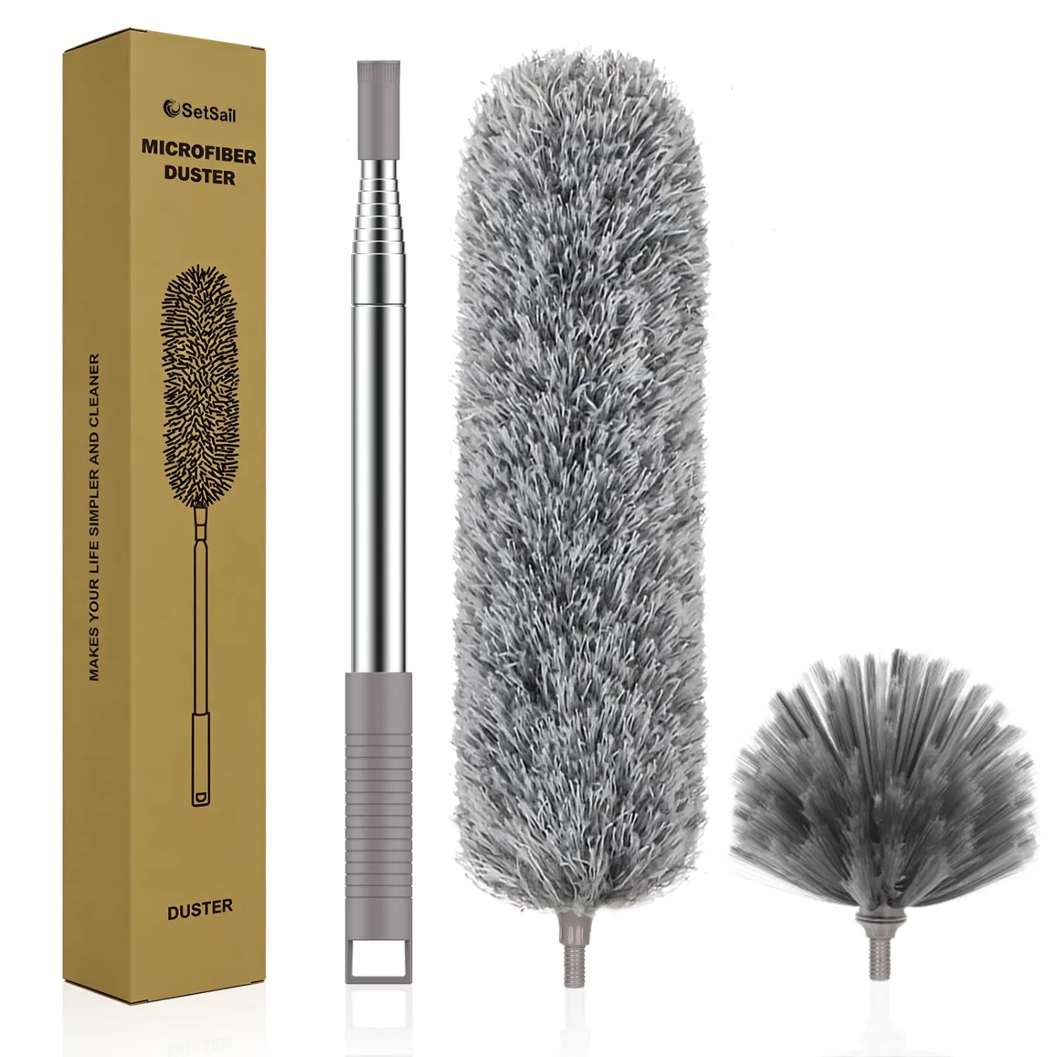 SetSail Dusters and Cobweb Brush with Extension Pole for Cleaning, Gray