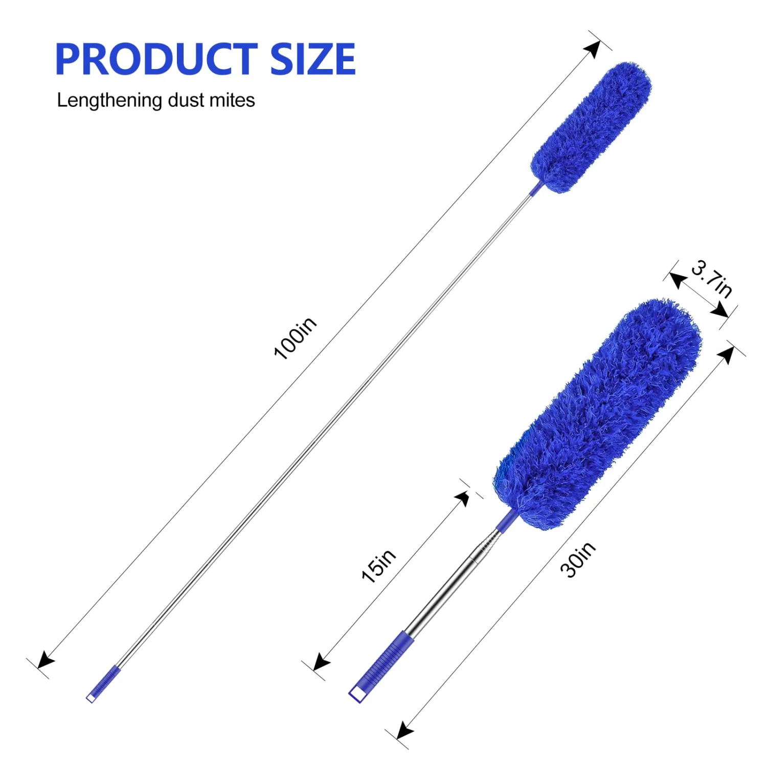 SetSail Extra-Long Dusters with Extension Pole 100-inch for Cleaning,Blue